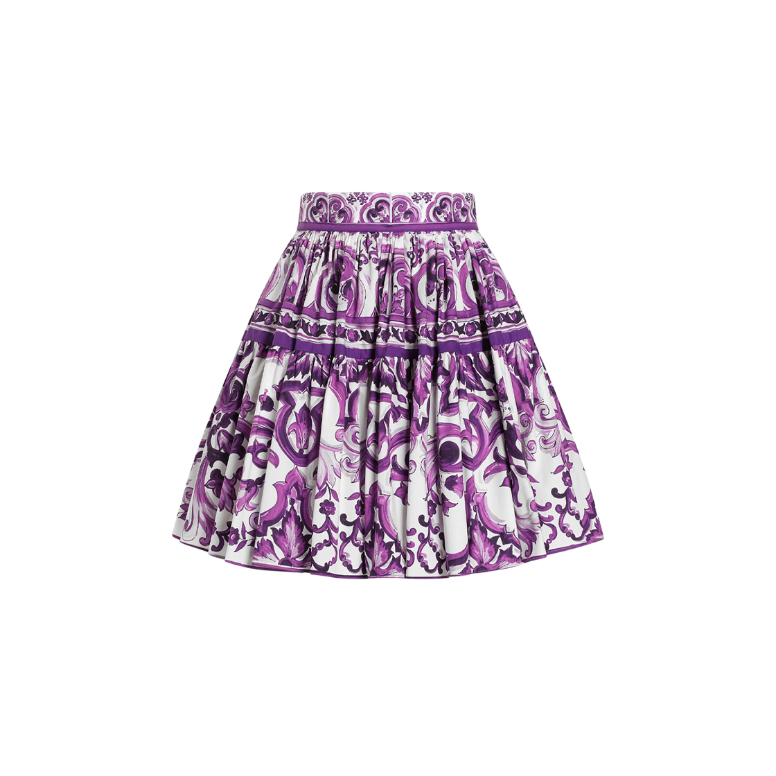 F4CB1THH5EQI23TN (W) Dolce & Gabbana Majolica Print Poplin Short Skirt Multicolor
