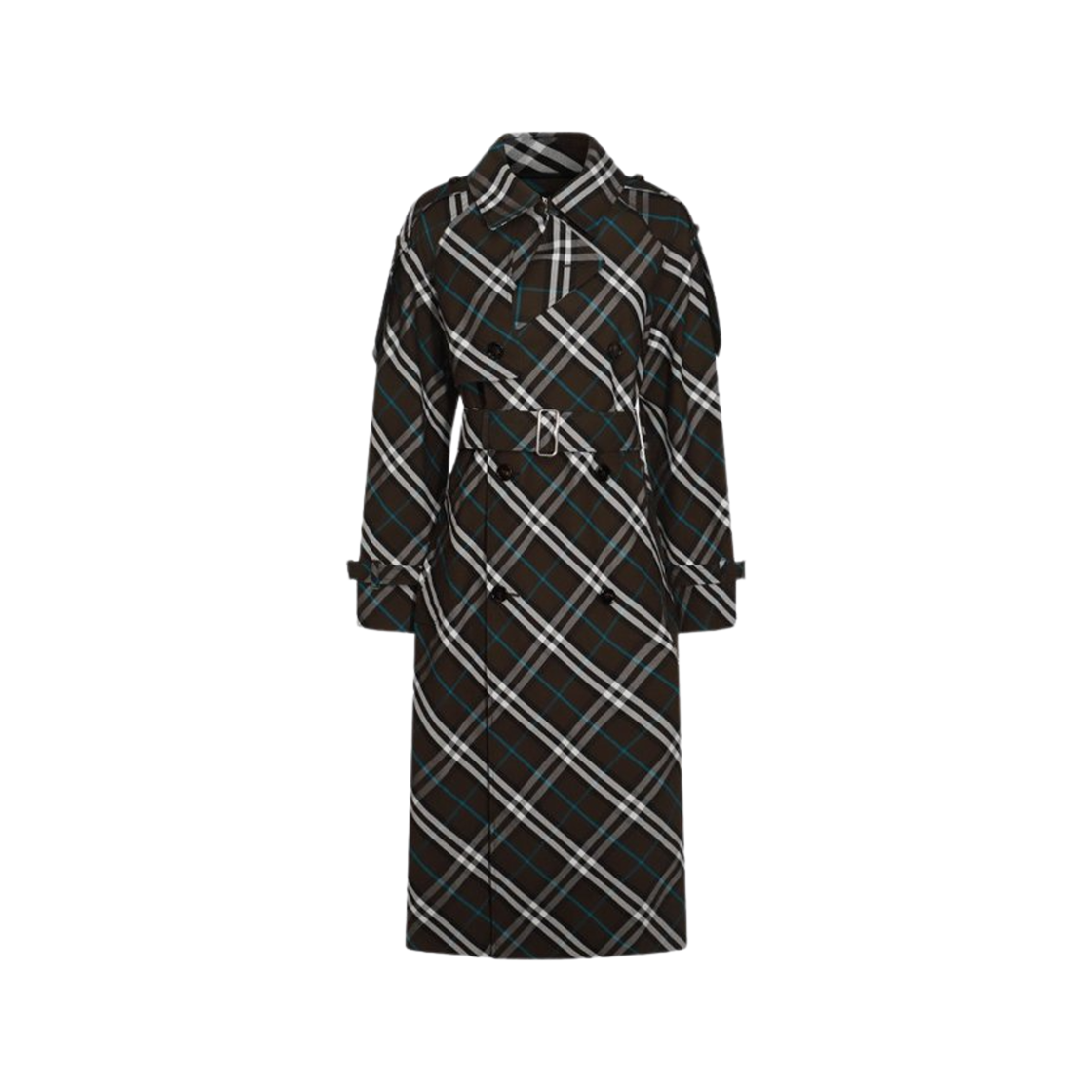(W) 버버리 롱 체크 코튼 블렌드 트렌치 코트 스너그((W) Burberry Long Check Cotton Blend Trench Coat Snug) - 1