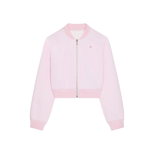 (W) Givenchy Slim Fit Bomber in Cotton with Givenchy Medallion Baby Pink