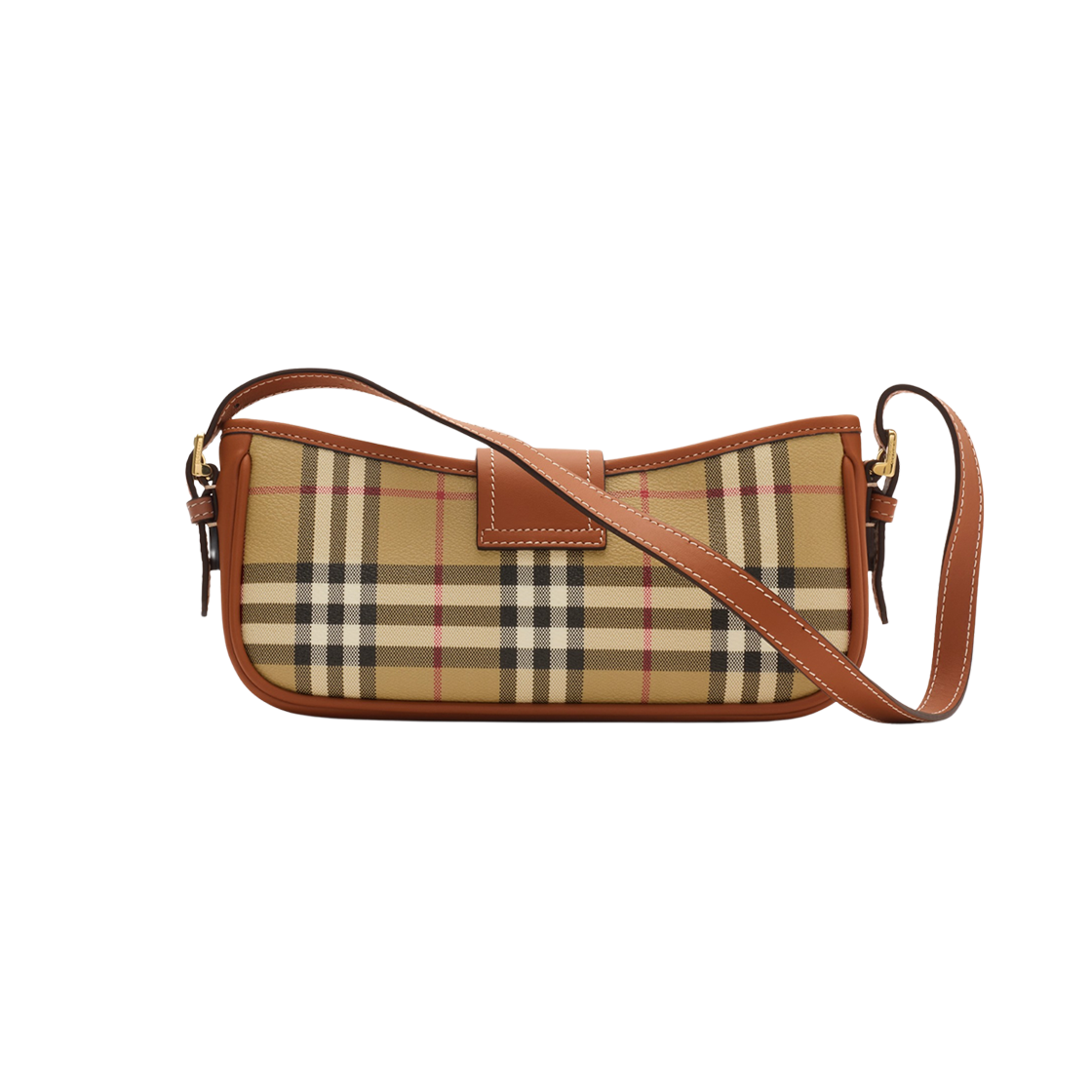 버버리 체크 슬링 백 아카이브 베이지 브라이어 브라운(Burberry Check Sling Bag Archive Beige Briar Brown) - 2