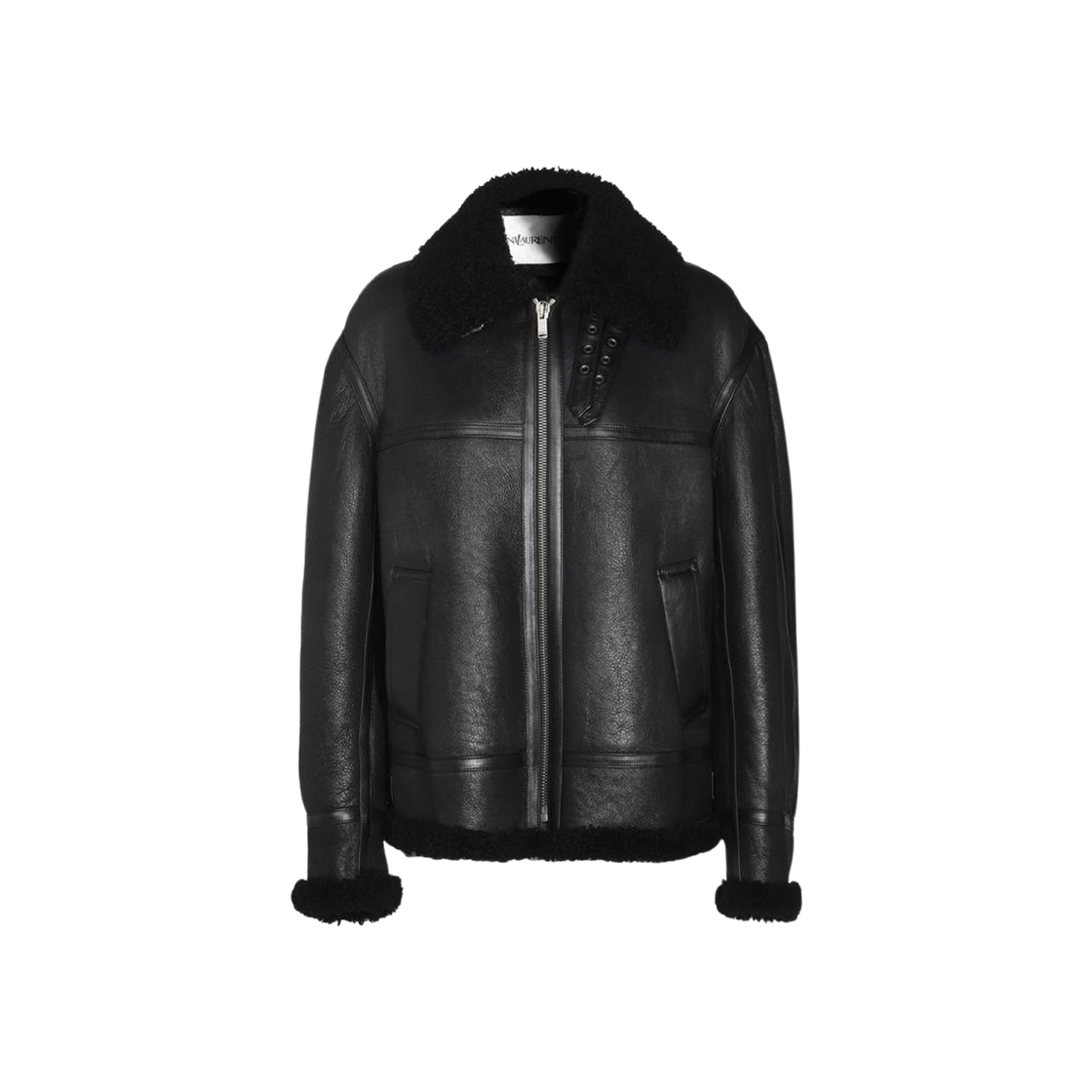 (W) 생로랑 빈티지 레더 시어링 무스탕 자켓 블랙((W) Saint Laurent Vintage Leather Shearling Mustang Jacket Black)