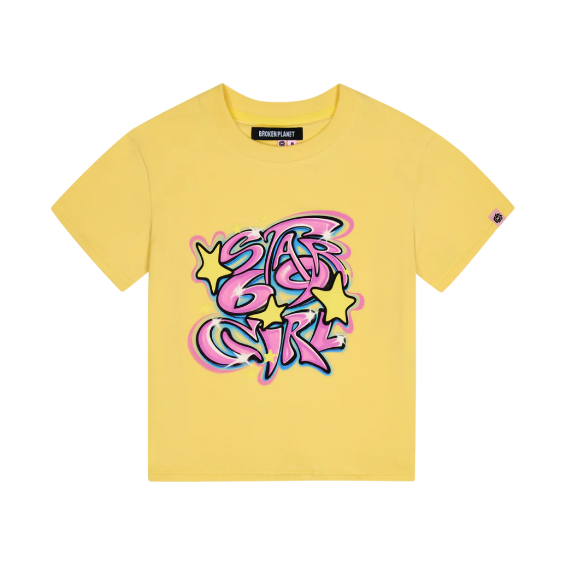 브로큰 플래닛 스타걸 그래피티 티셔츠 썬 옐로우(Broken Planet Stargirl Grafitti T-Shirt Sun Yellow)