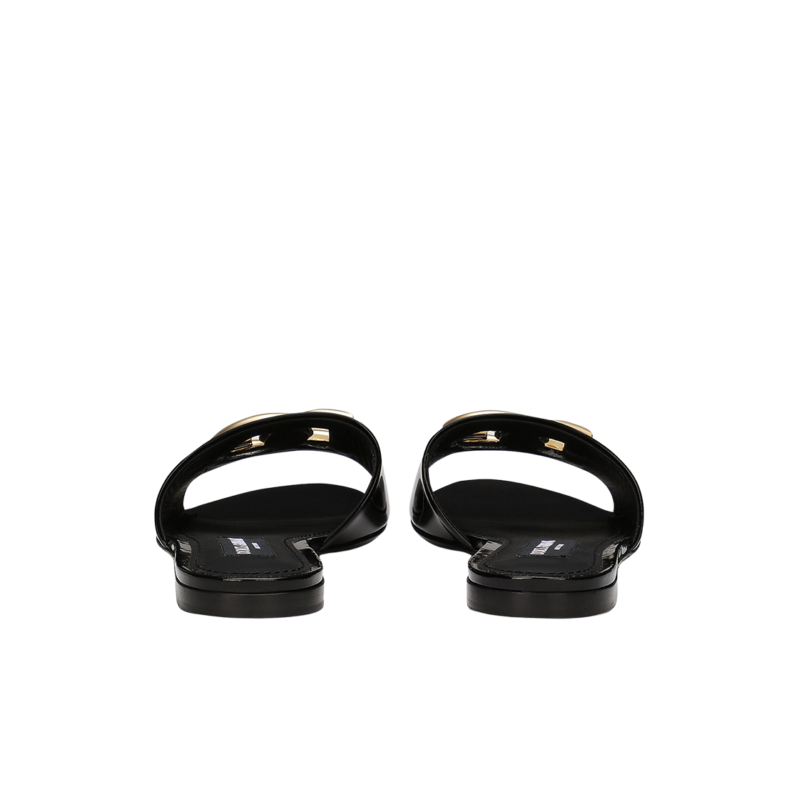 (W) 돌체 앤 가바나 폴리쉬드 카프스킨 슬라이더 샌들 블랙((W) Dolce & Gabbana Polished Calfskin Slider Sandals Black) - 3