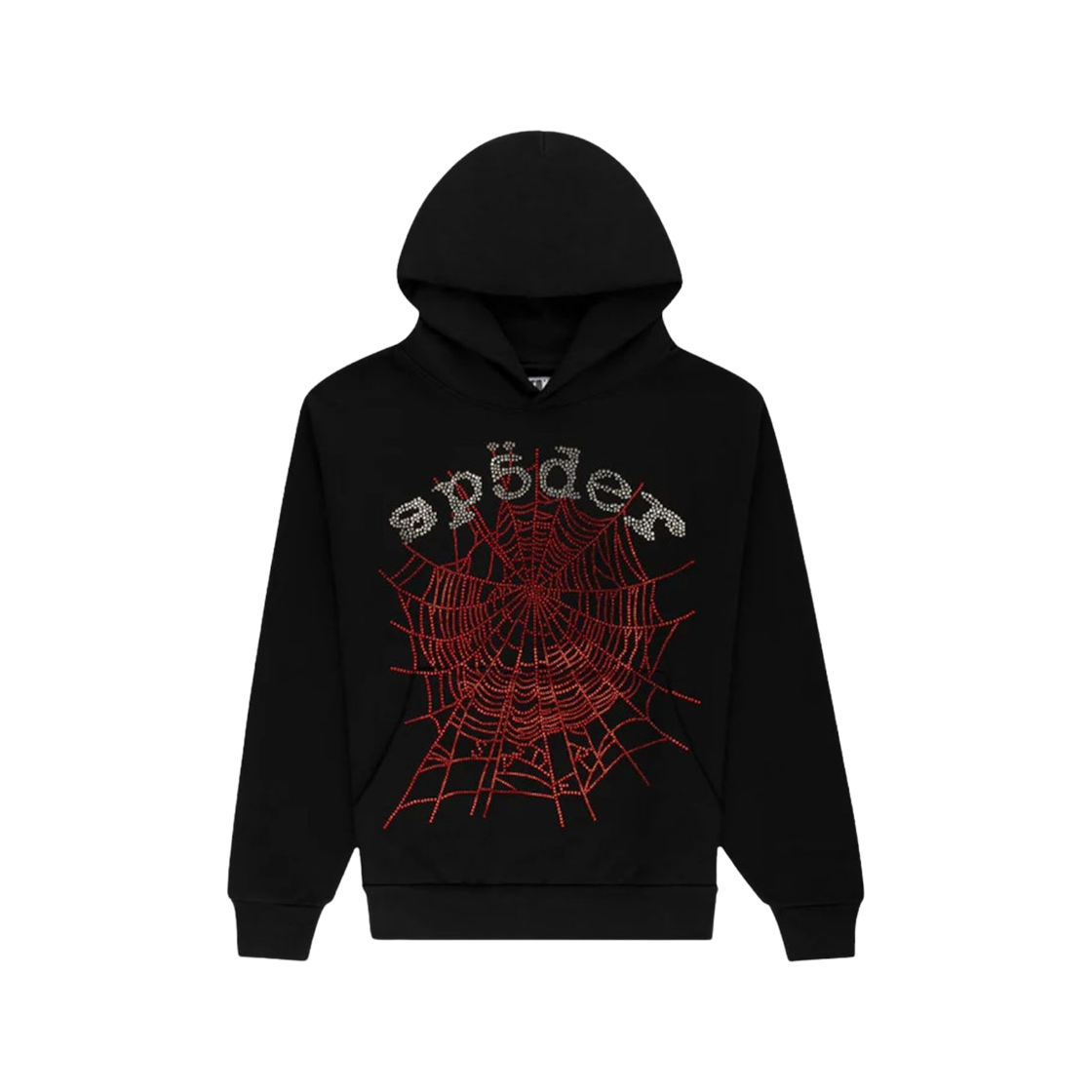- Sp5der Rhinestone OG Web V2 Hoodie Black