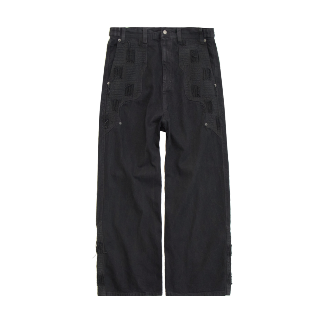 폴리테루 1011 웨스턴 보로 팬츠 블랙 데님(Polyteru 1011 Western Boro Pants Black Denim) - 1