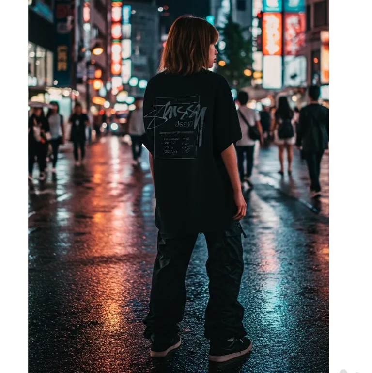 Stussy Modern Age Pigment Dyed T-Shirt Black 착용 스타일