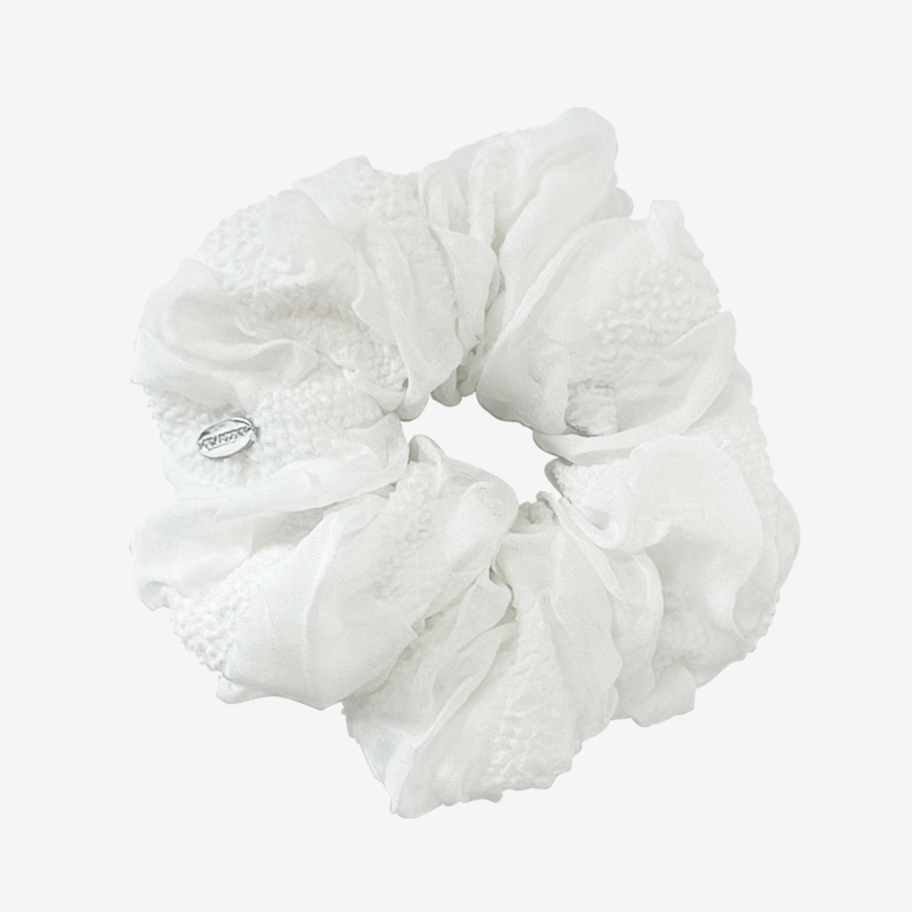 쿼터브 몽글 셔링 스크런치 - 화이트(QUARTEVV Mongle Shirring Scrunchie - White)