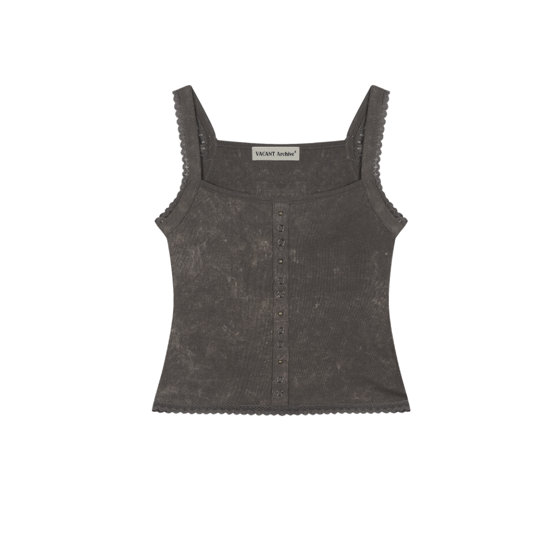 VAK252NS001 Vacant Archive Derby Hotpix Sleeveless Top Charcoal