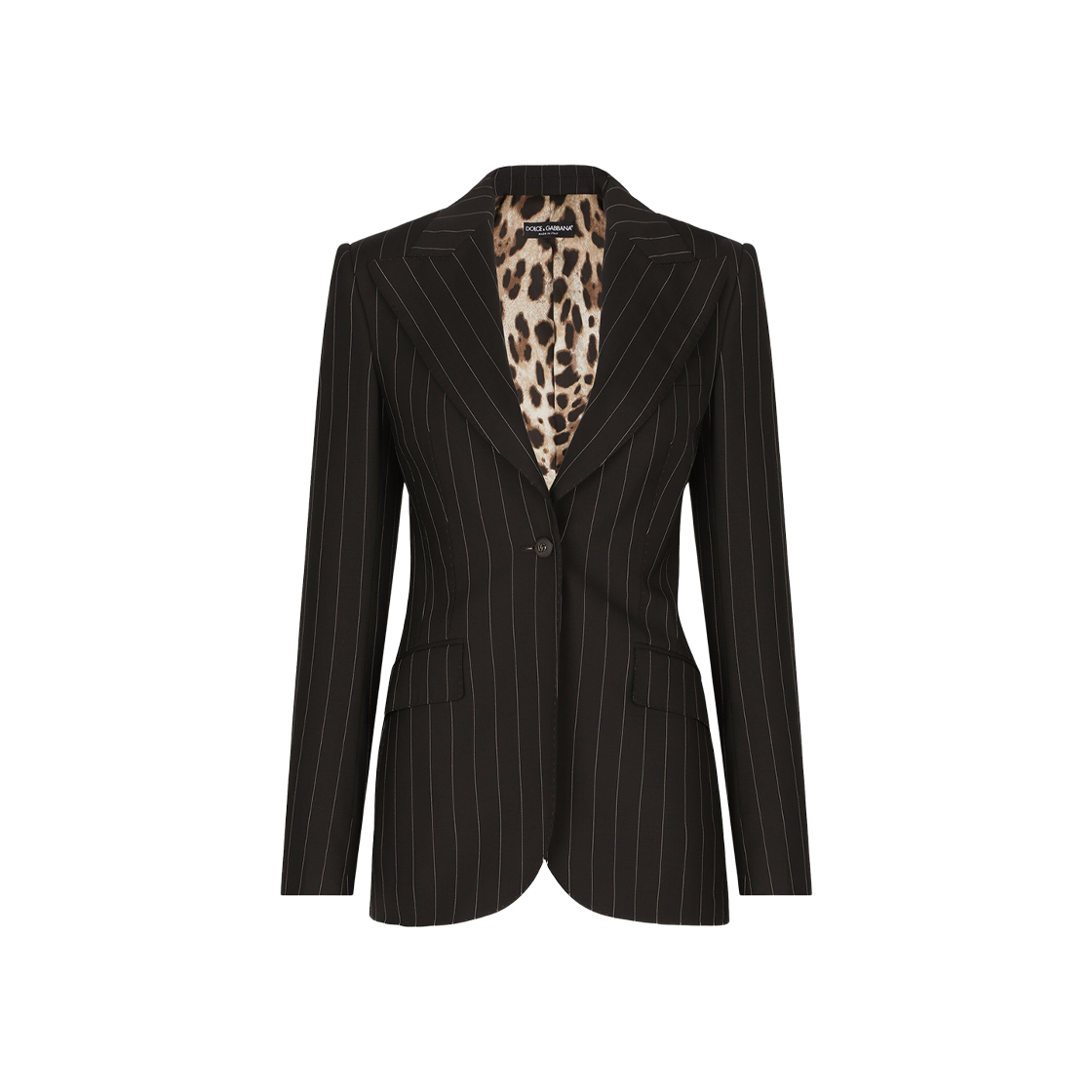 F29WZTFRBC2S8053 (W) Dolce & Gabbana Single Breasted Pinstripe Wool Turlington Jacket Multicolor
