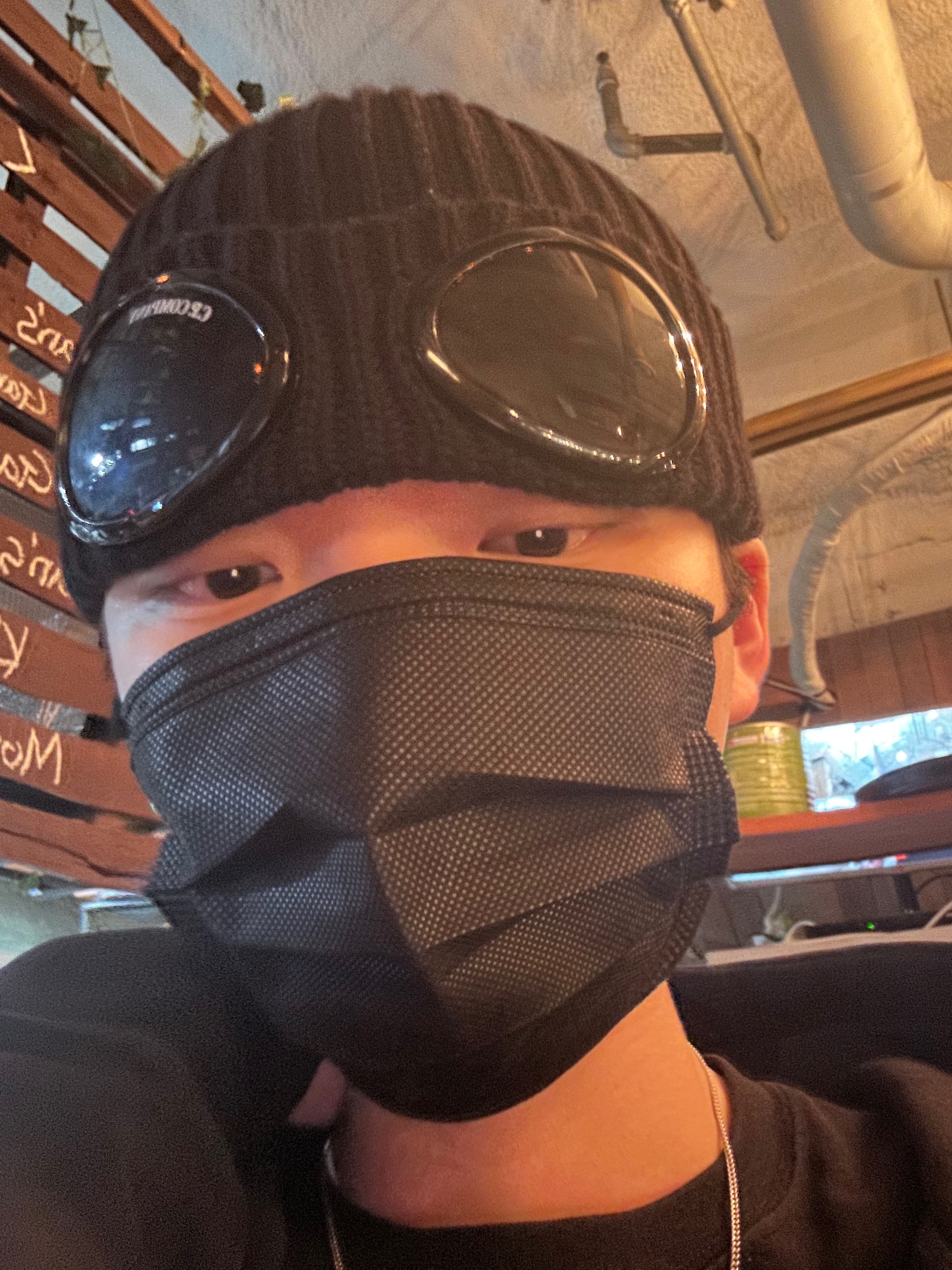 C.P. Company Extra Fine Merino Wool Goggle Beanie Black - 24FW, C.P. Company Extra Fine Merino Wool Goggle Beanie Black 착용 스타일