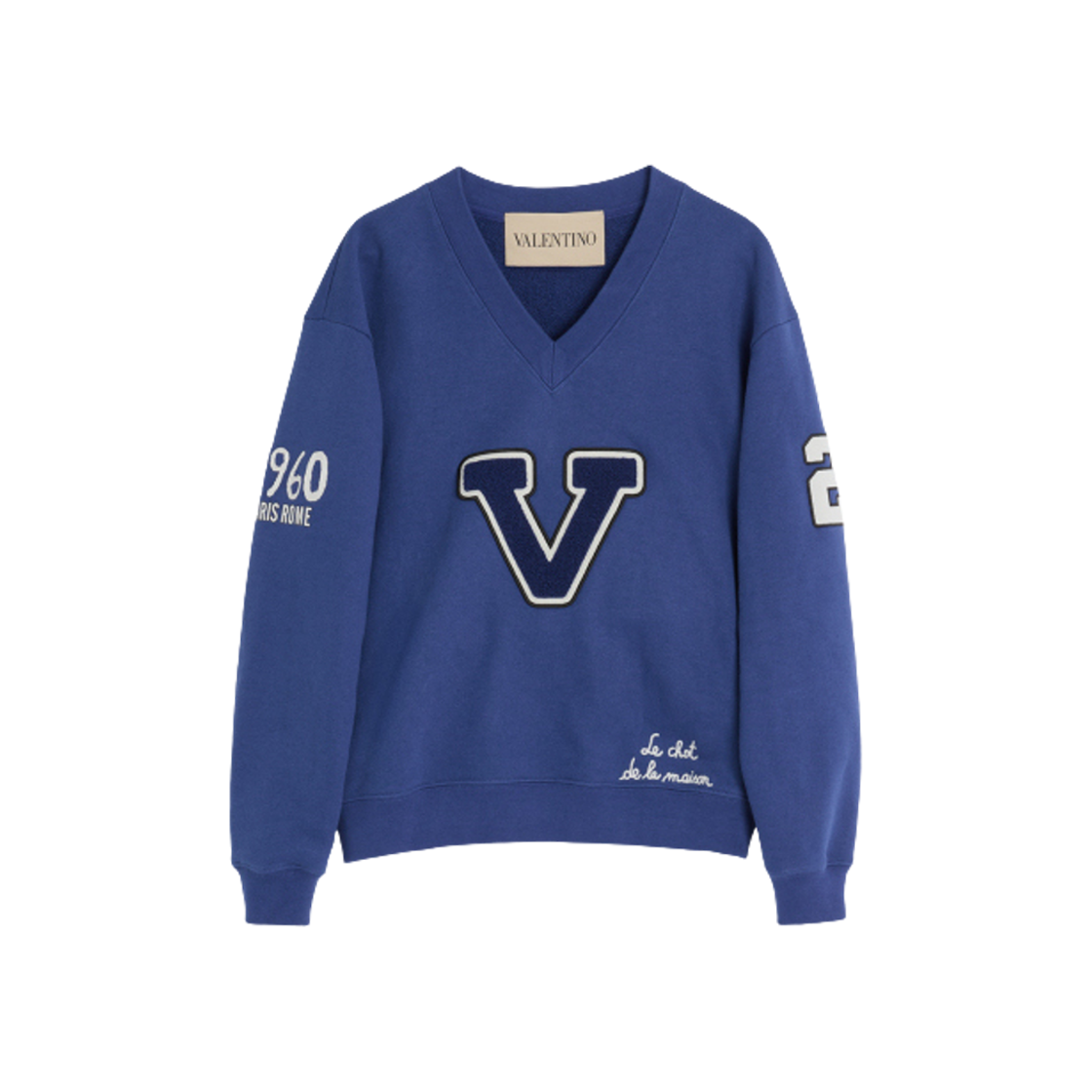 (W) 발렌티노 자수 코튼 스웨트셔츠 블루 아이보리((W) Valentino Embroidered Cotton Sweatshirt Blue Ivory)