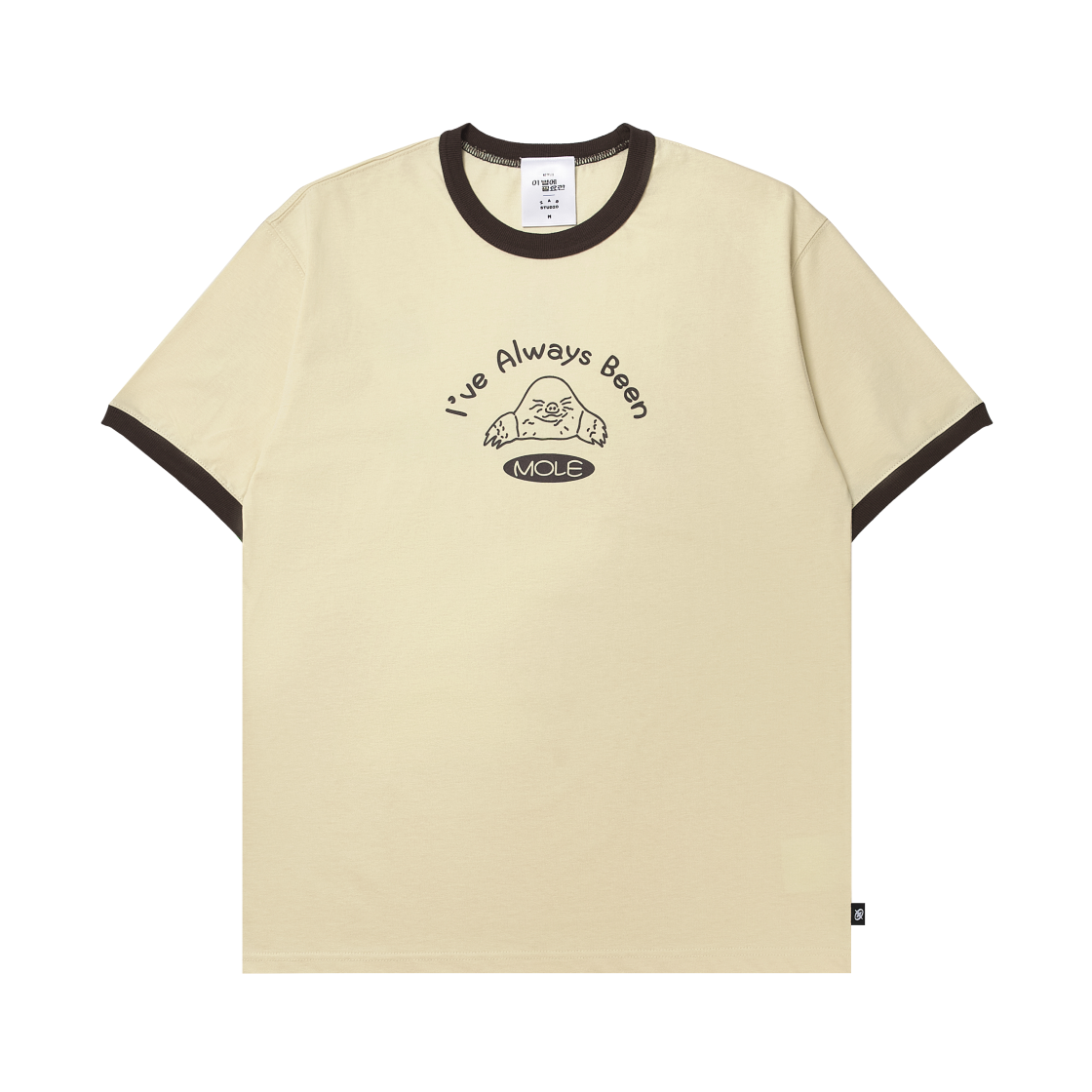 아이앱 스튜디오 x 이 별에 필요한 몰 링거 티셔츠 아이보리 브라운(IAB Studio x Lost in Starlight Mole Ringer T-Shirt Ivory Brown)