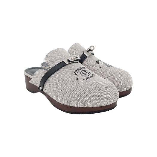 ITJNVQNAVAMA Hermes H Canvas Carlota Mule 37 Prunoir/Black Silver