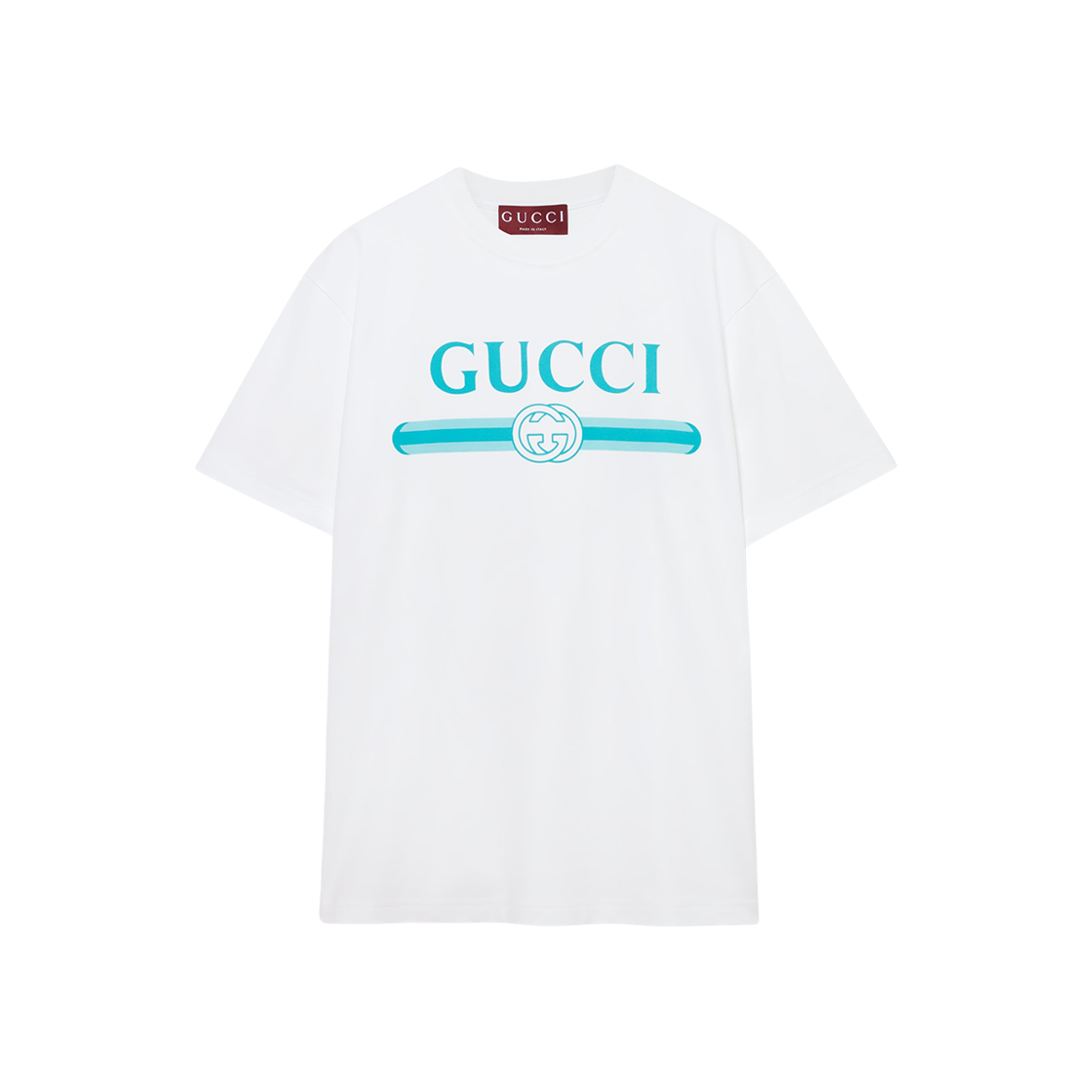 (W) 구찌 프린트 소프트 코튼 저지 티셔츠 화이트((W) Gucci Soft Cotton Jersey T-Shirt with Print White)
