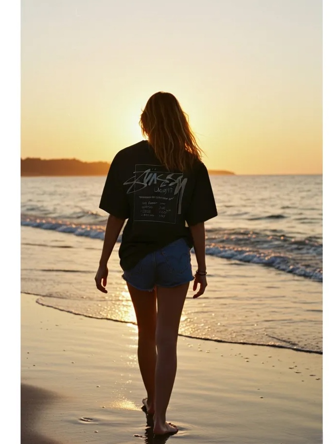 Stussy Modern Age Pigment Dyed T-Shirt Black 착용 스타일