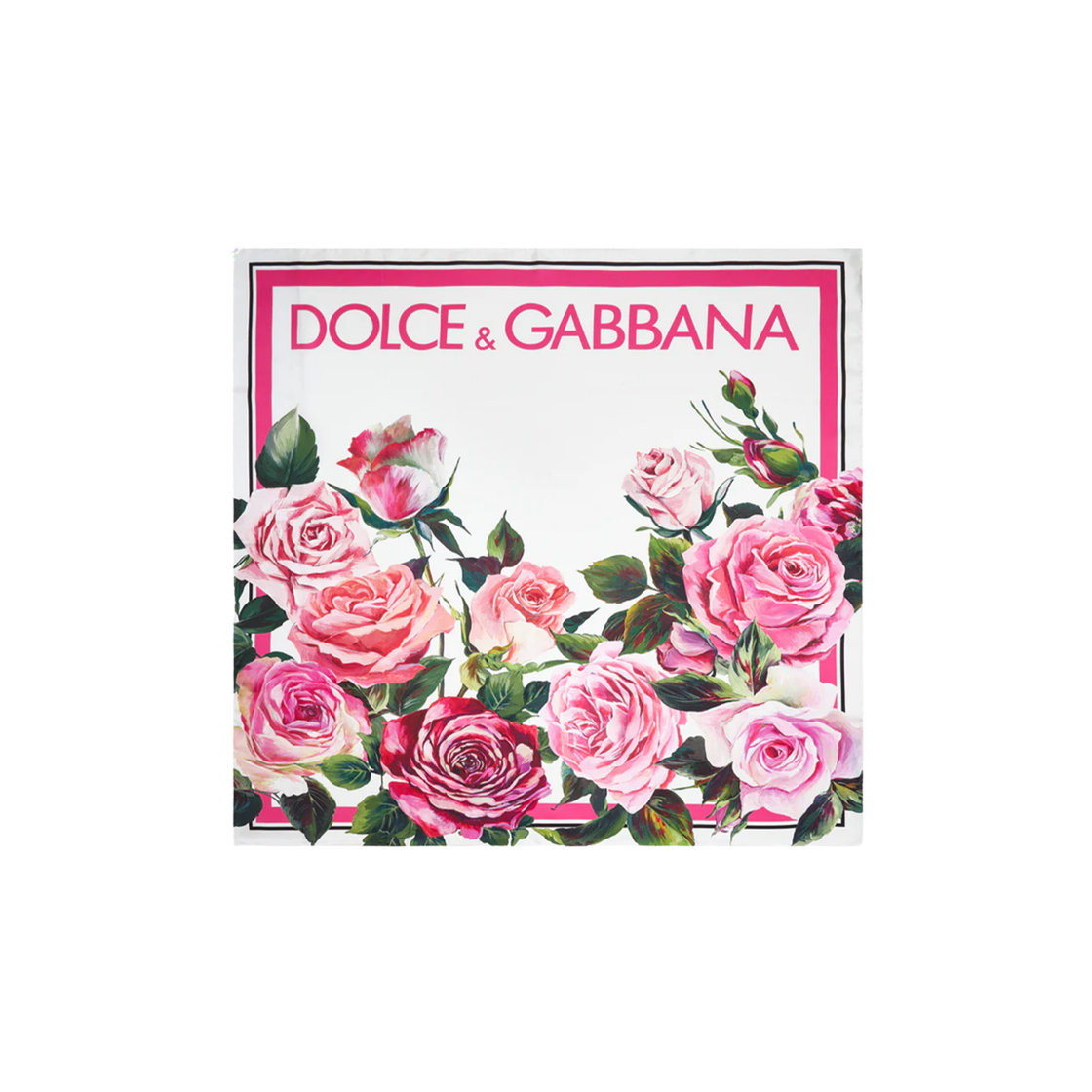 FN090RGDCUHHH5IG (W) Dolce & Gabbana Rose Print Silk Twill Foulard Multicolor
