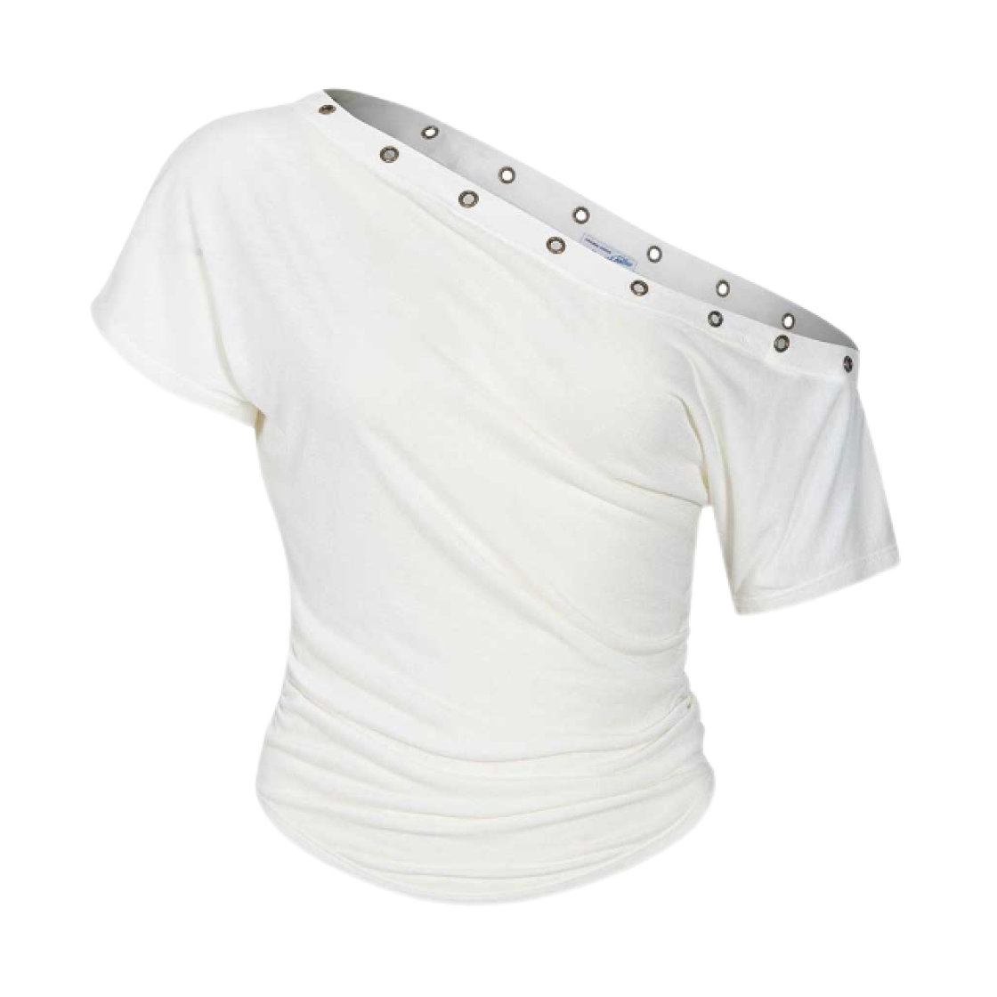 (W) 플리즈노팔로우 해리 버튼 언발 셔링 숏 탑 아이보리((W) Pleasenofollow Harry Button Unbal Shirring Short Top Ivory) - 1