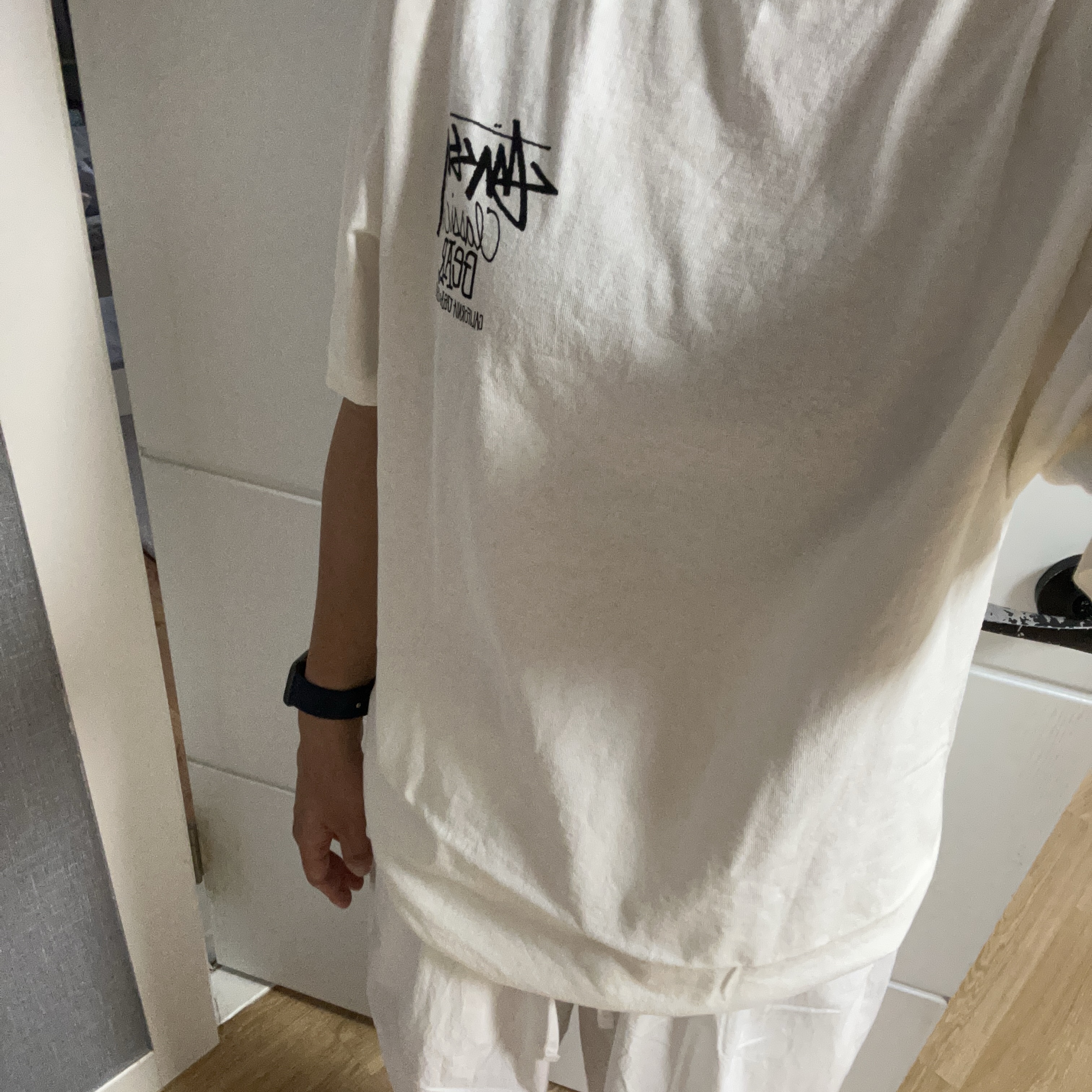 Stussy Pigment Dyed Classic Gear T-Shirt Natural 착용 스타일
