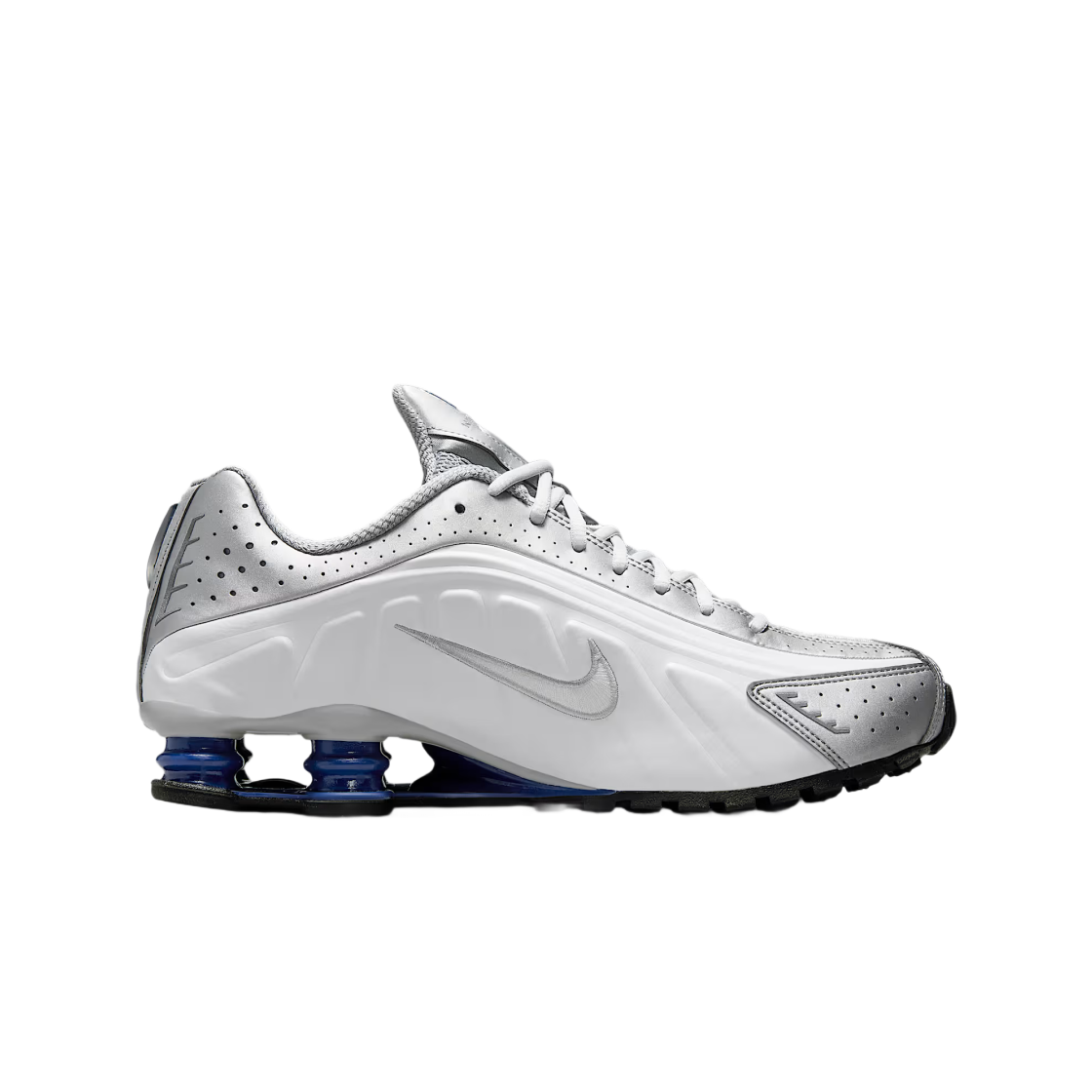 나이키 샥스 R4 화이트 메탈릭 실버 딥 로얄 블루 화이트(Nike Shox R4 White Metallic Silver Deep Royal Blue White)