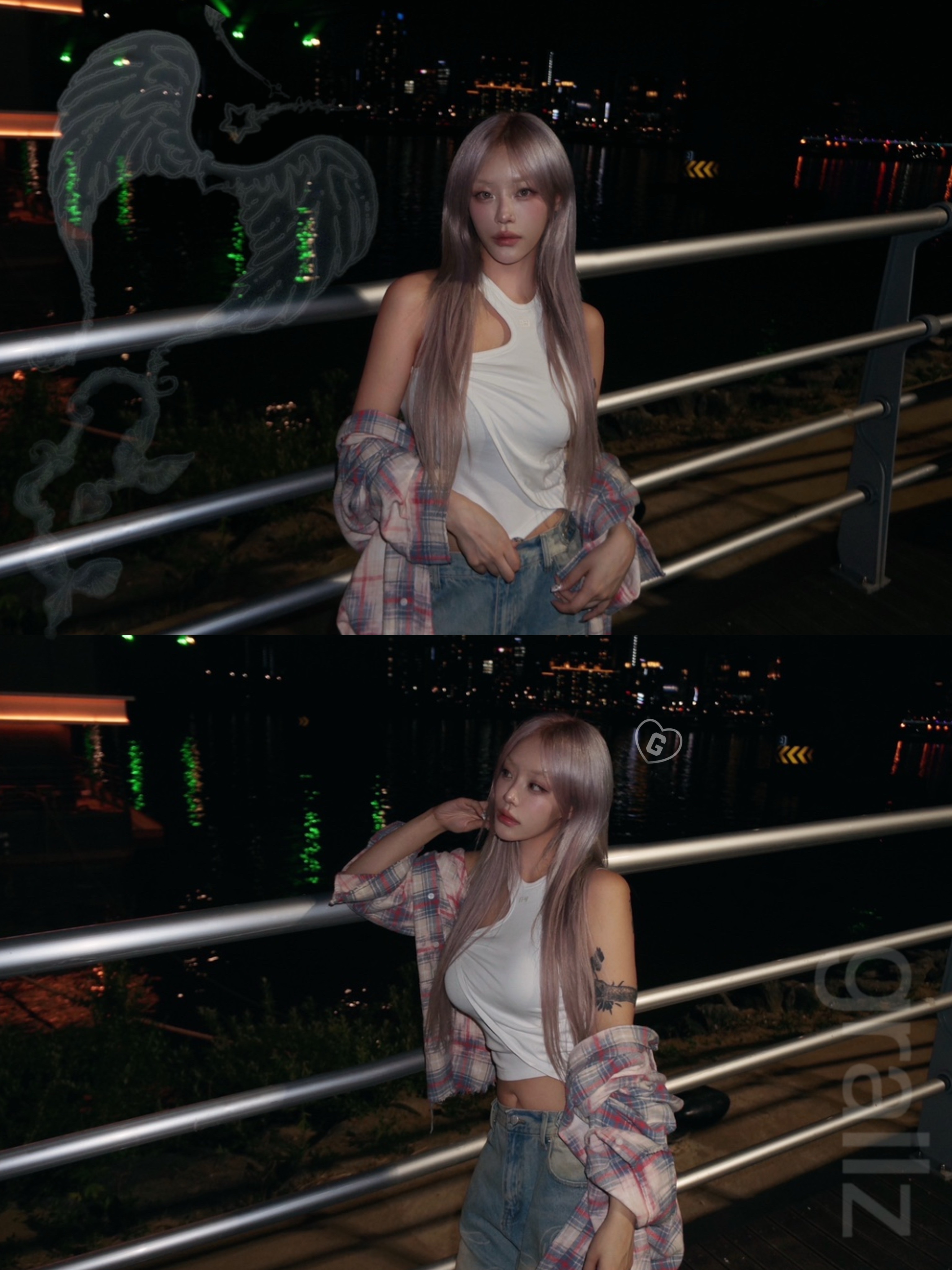 GRAILZ Bleached Plaid Shirts Pink, (W) Nike Shox R4 Black 착용 스타일 - 1
