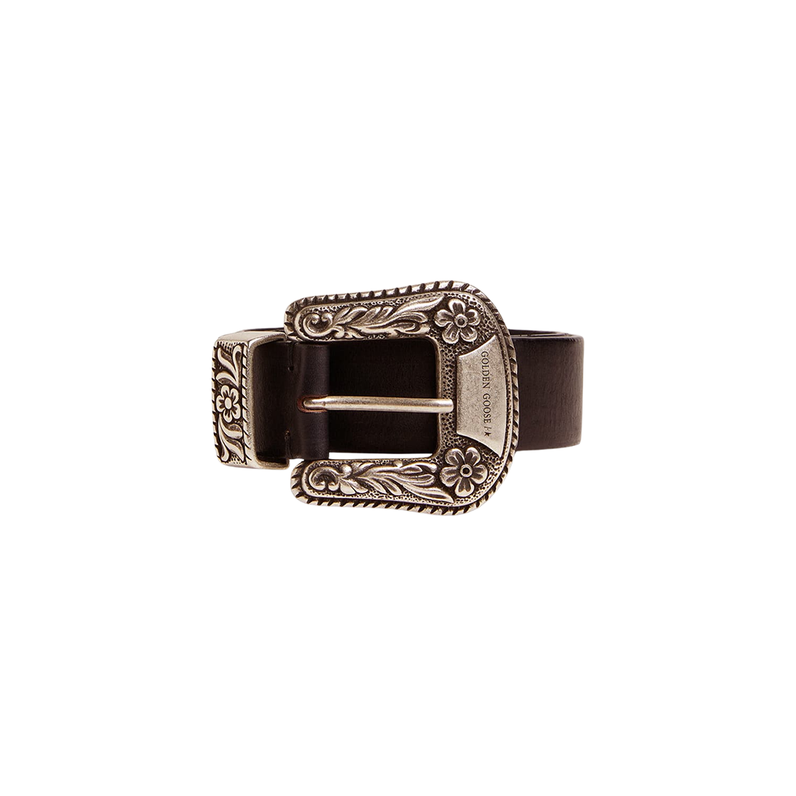 GWA00179-A000133-90100 (W) Golden Goose Decorated Buckle Leather Belt Black