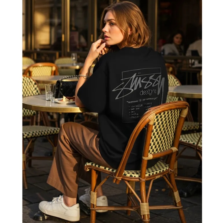 Stussy Modern Age Pigment Dyed T-Shirt Black 착용 스타일