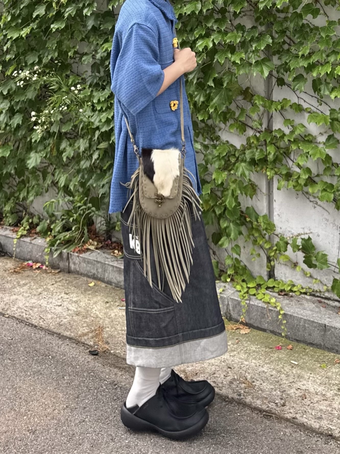 GRAILZ x KOIN SEOUL Carpenter Bermuda Denim Pants Indigo 착용 스타일 - 5