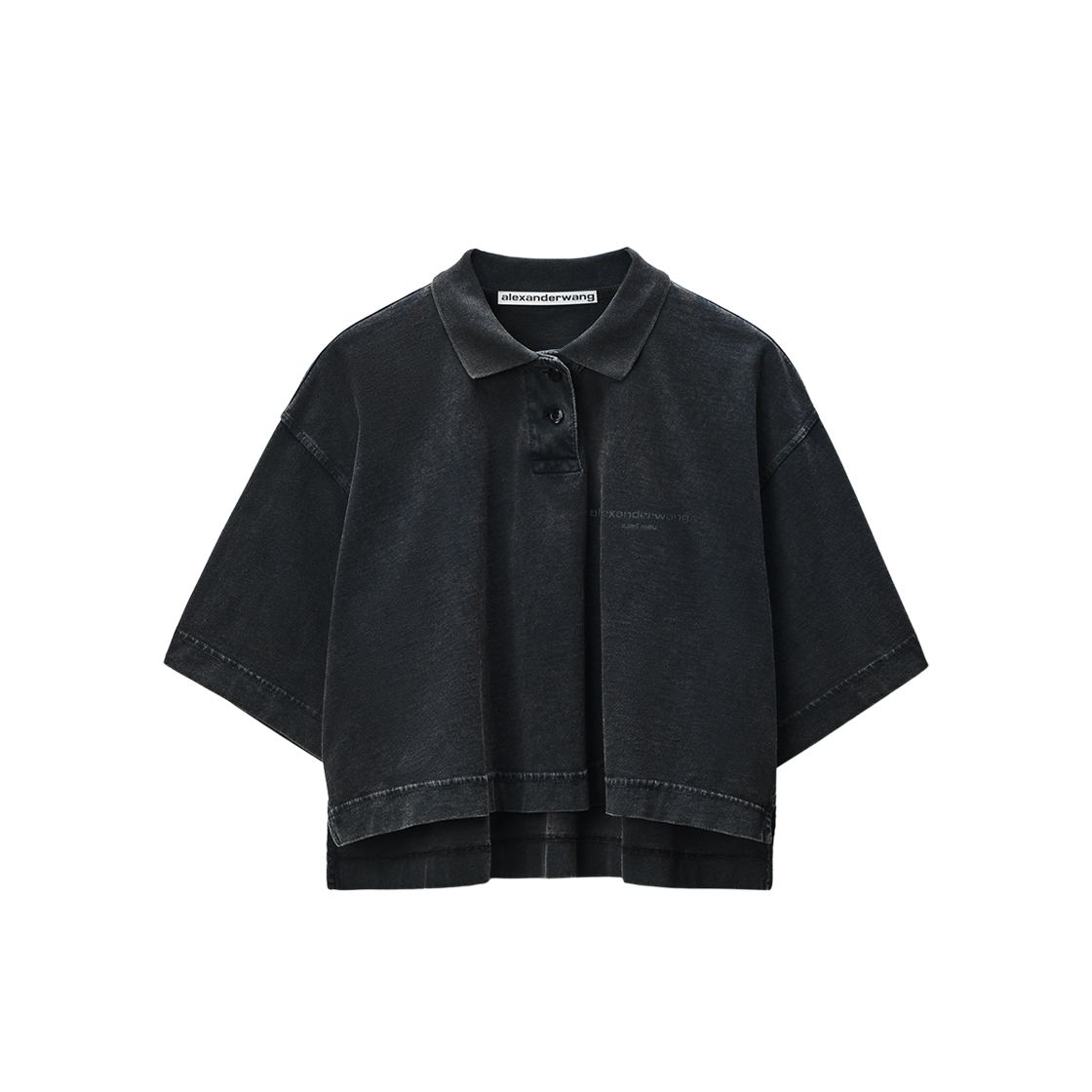 (W) 알렉산더 왕 로고 저지 크롭 티셔츠 블랙((W) Alexander Wang Logo Jersey Cropped T-Shirt Black)