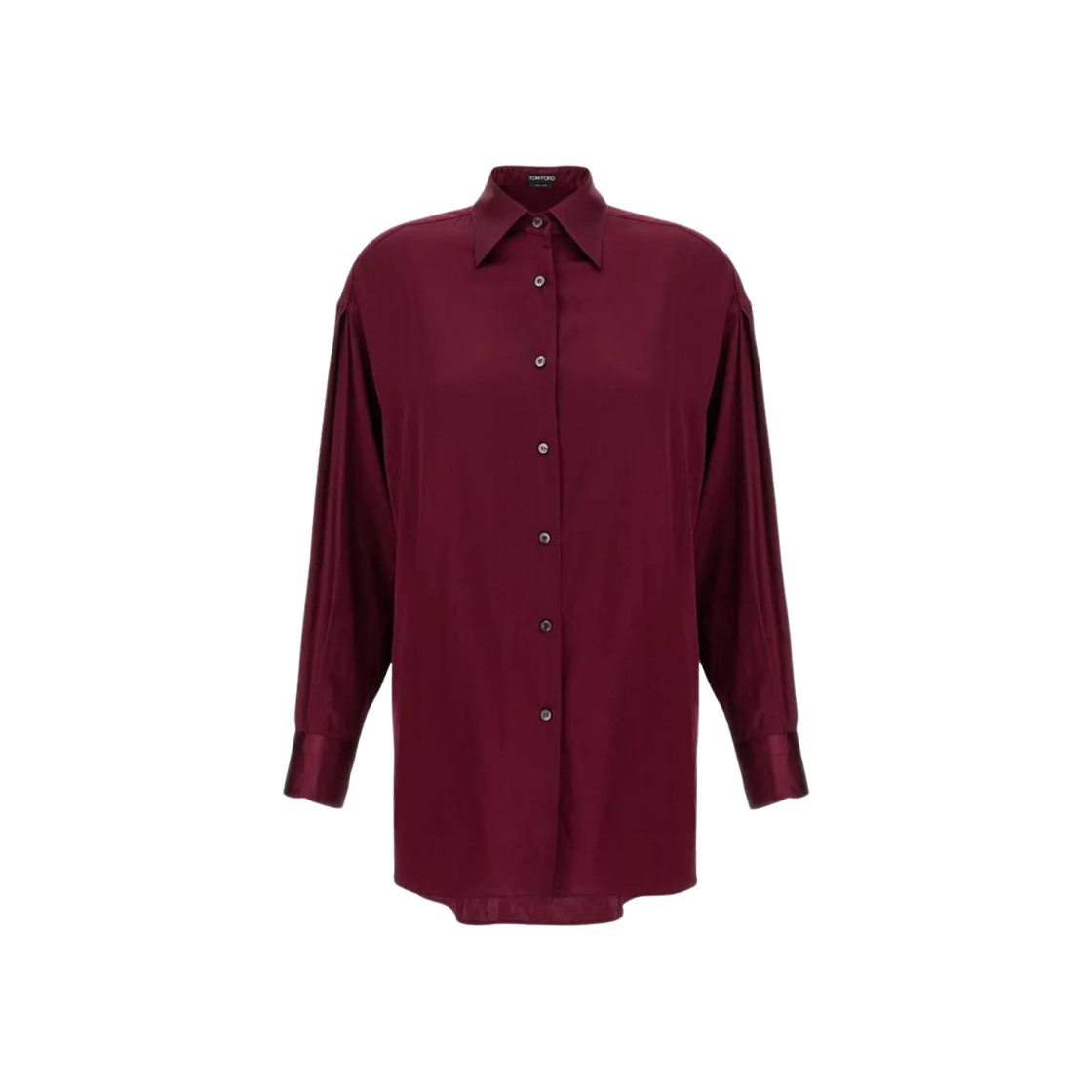 CA3211-FAX881-GV481 (W) Tom Ford Stretch Silk Satin Relaxed Fit Shirt Deep Plum