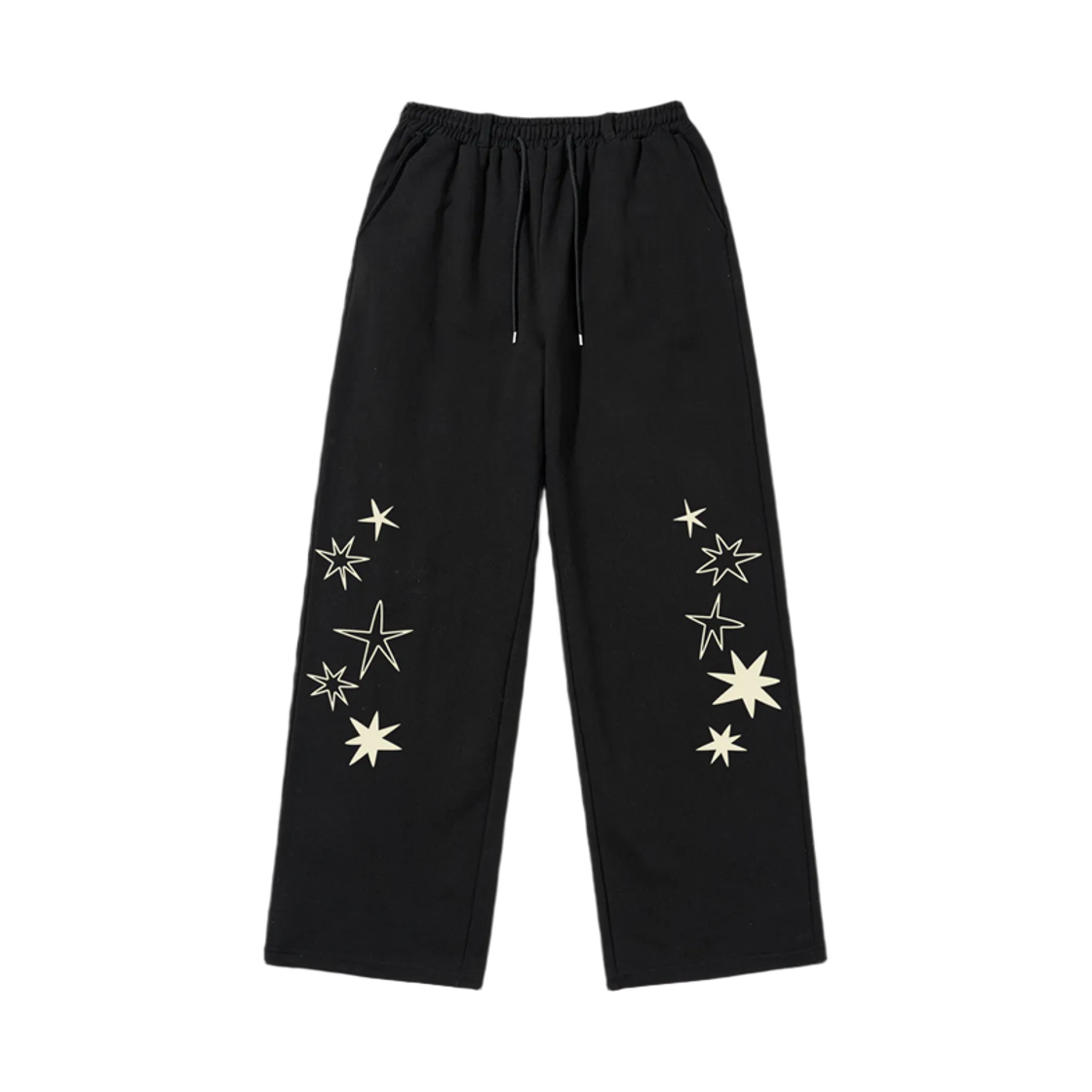 E251SP004BK Escapefrom Twinkle Stars Light Printed Sweatpants Black