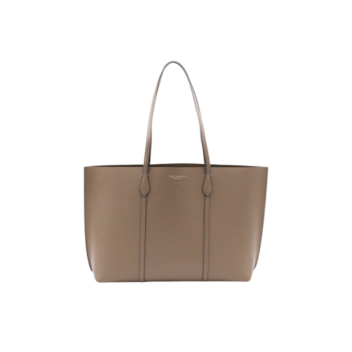 169476-250 Tory Burch Leather Perry Tote Bag Taupe Oak