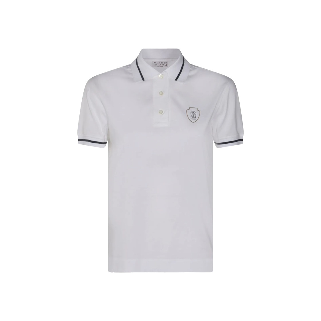 (W) 브루넬로 쿠치넬리 로고 폴로 셔츠 화이트((W) Brunello Cucinelli Logo Polo Shirt White) - 1