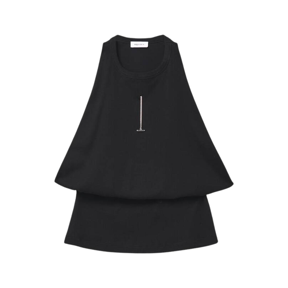 (W) 알렉산더 맥퀸 드레이프 립드 탱크탑 블랙((W) Alexander McQueen Draped Ribbed Tank Top Black)