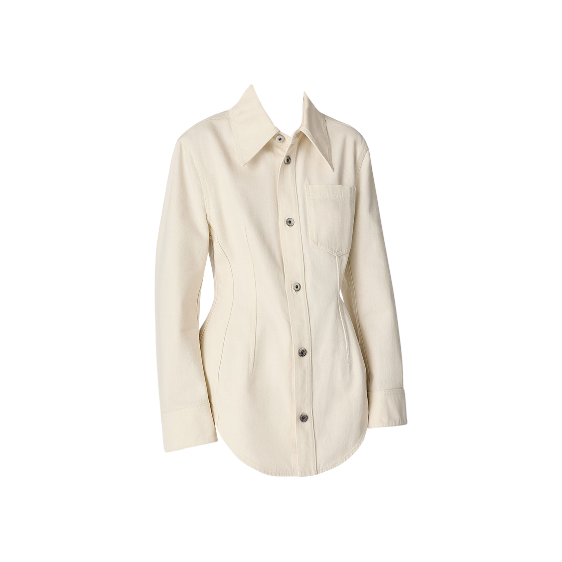 (W) 보테가 베네타 컬러 데님 셔츠 페일 머랭((W) Bottega Veneta Colored Denim Shirt Pale Meringue)