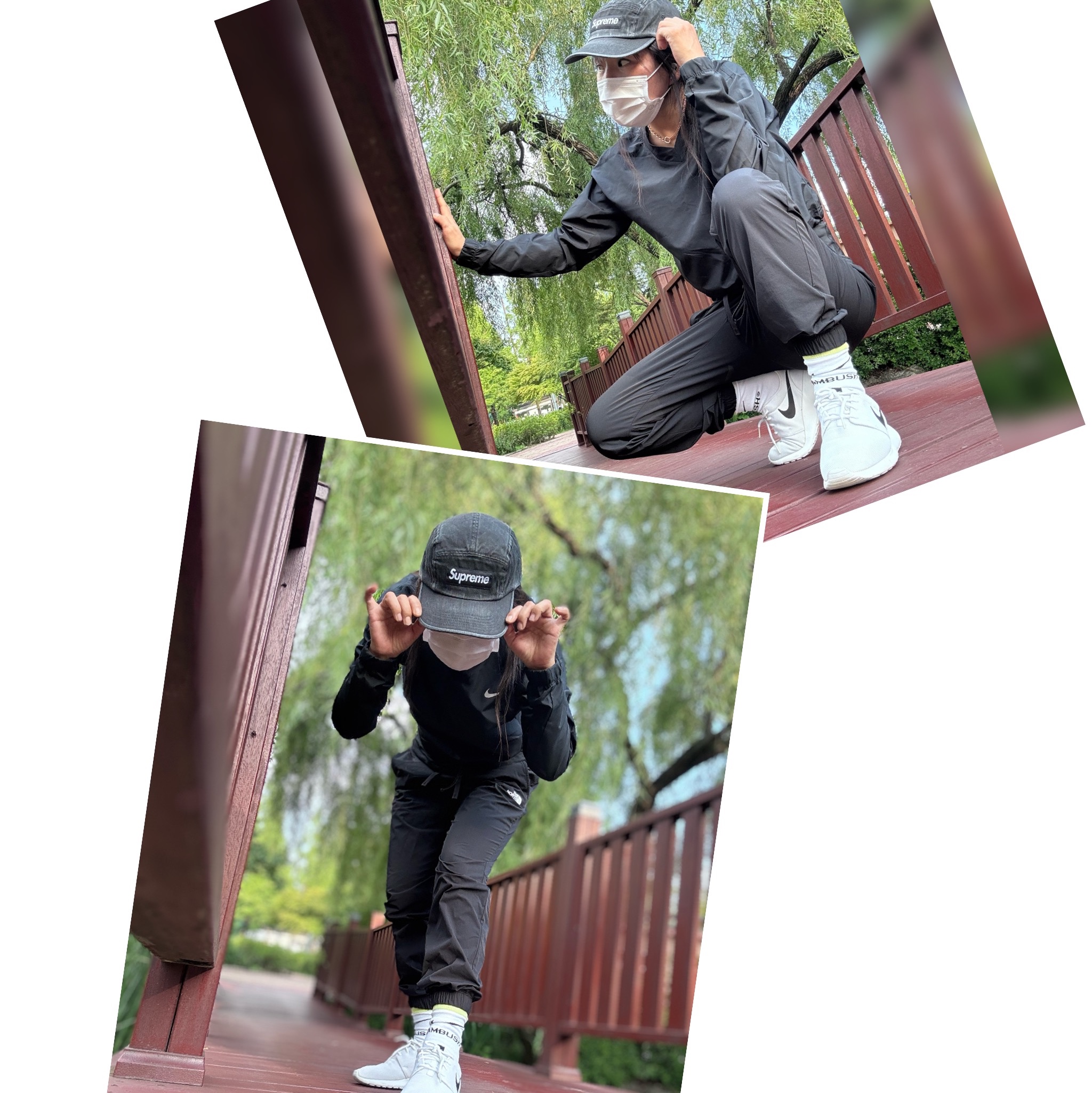 Supreme Washed Chino Twill Camp Cap Black - 25SS 착용 스타일
