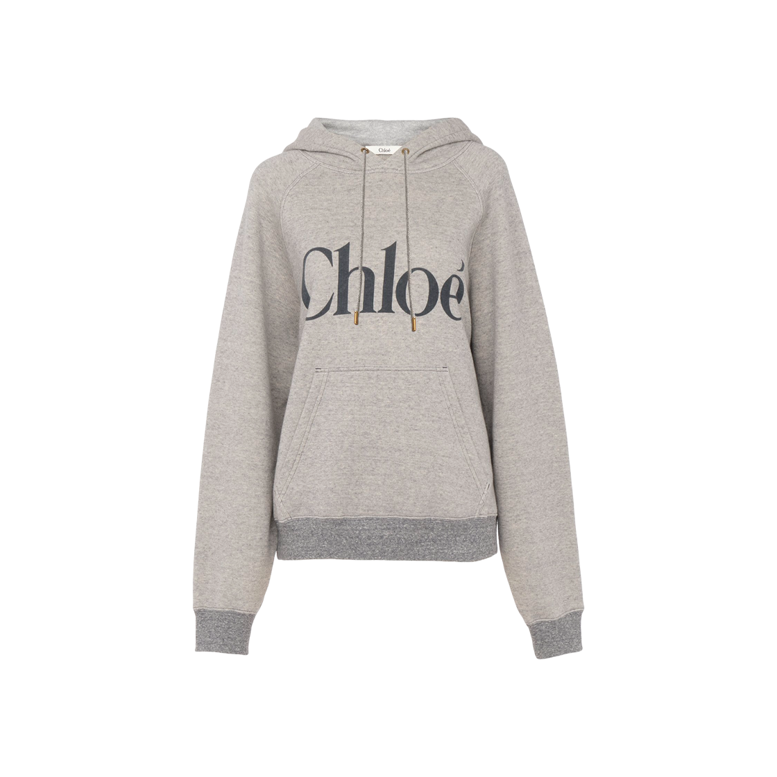 (W) 끌로에 코튼 플리스 믹스 오버사이즈 로고 후드 베이퍼 그레이((W) Chloe Cotton Fleece Mix Oversized Logo Hoodie Vapour Grey)