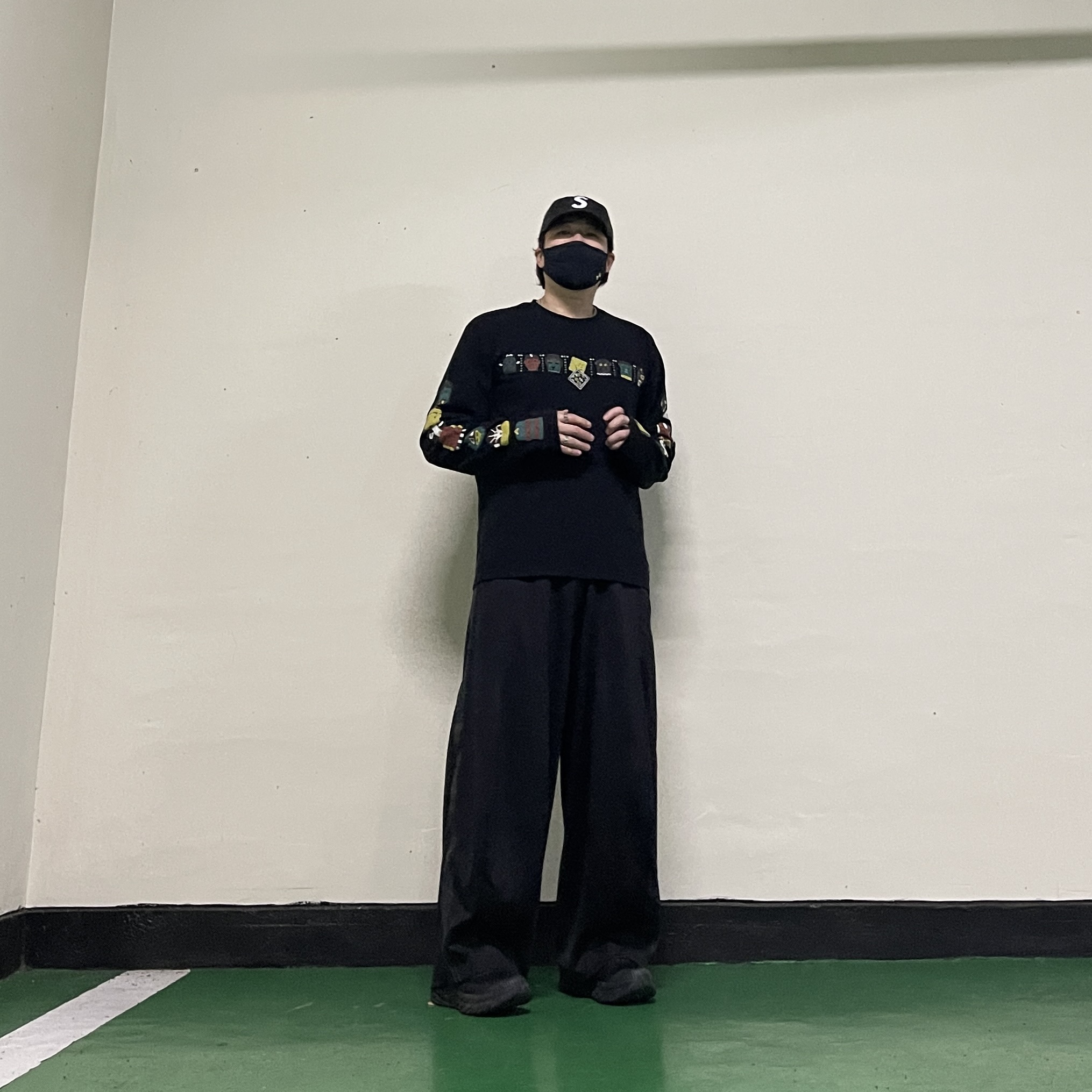 Needles H.D. Track Pants Poly Smooth Black Grey, Kapital 20 Jersey Peckish & Kachina Pt Crew-Long T-Shirt Black 착용 스타일 - 2