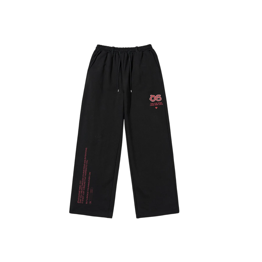 E251SP007BK Escapefrom Dot Heart Printed Sweat Pants Black