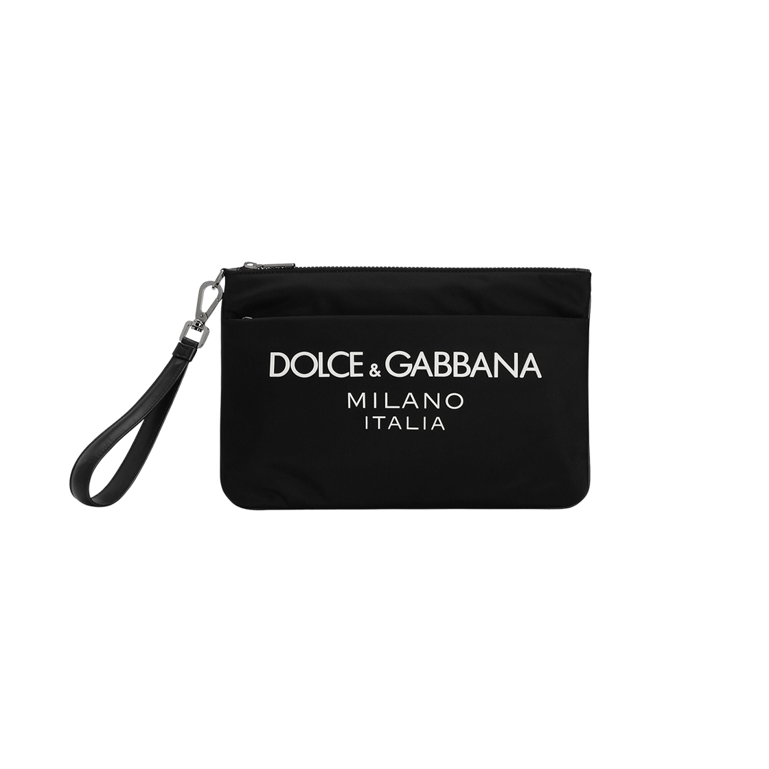BP3259AG1828B956 Dolce & Gabbana Nylon Pouch with Rubberized Logo Black