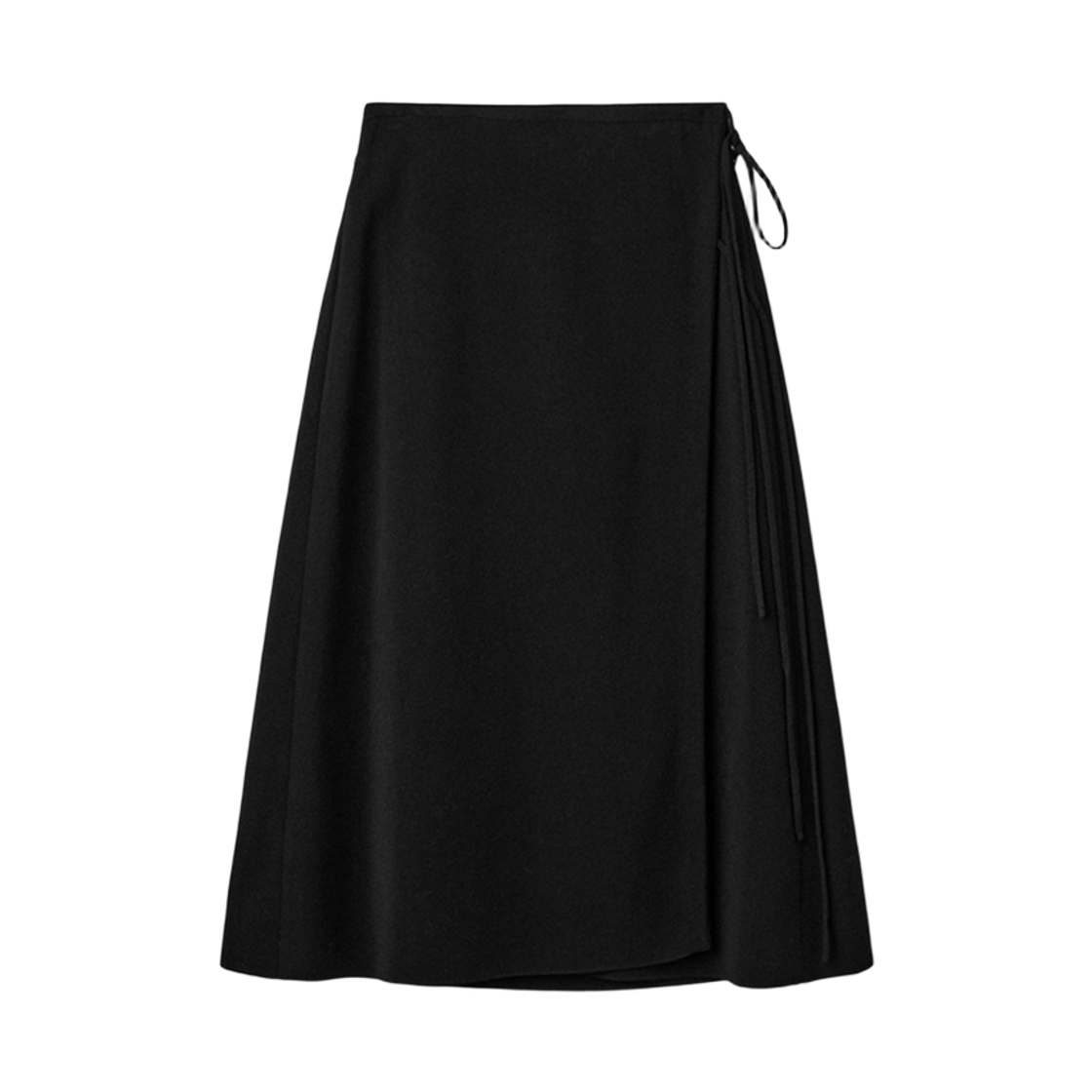 UM251WSK62BK UMARMUNG Elastic Cotton Knitted Wrap Skirt_Black