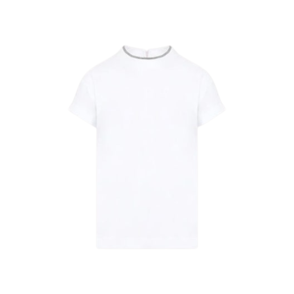M0T18BD200-C159 (W) Brunello Cucinelli Contrast Trim Cotton T-Shirt White