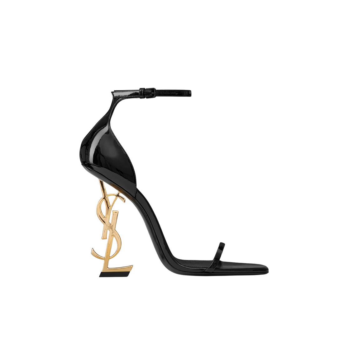 557662-1TV1A-1000 (W) Saint Laurent Opyum Sandals in Patent Leather Black