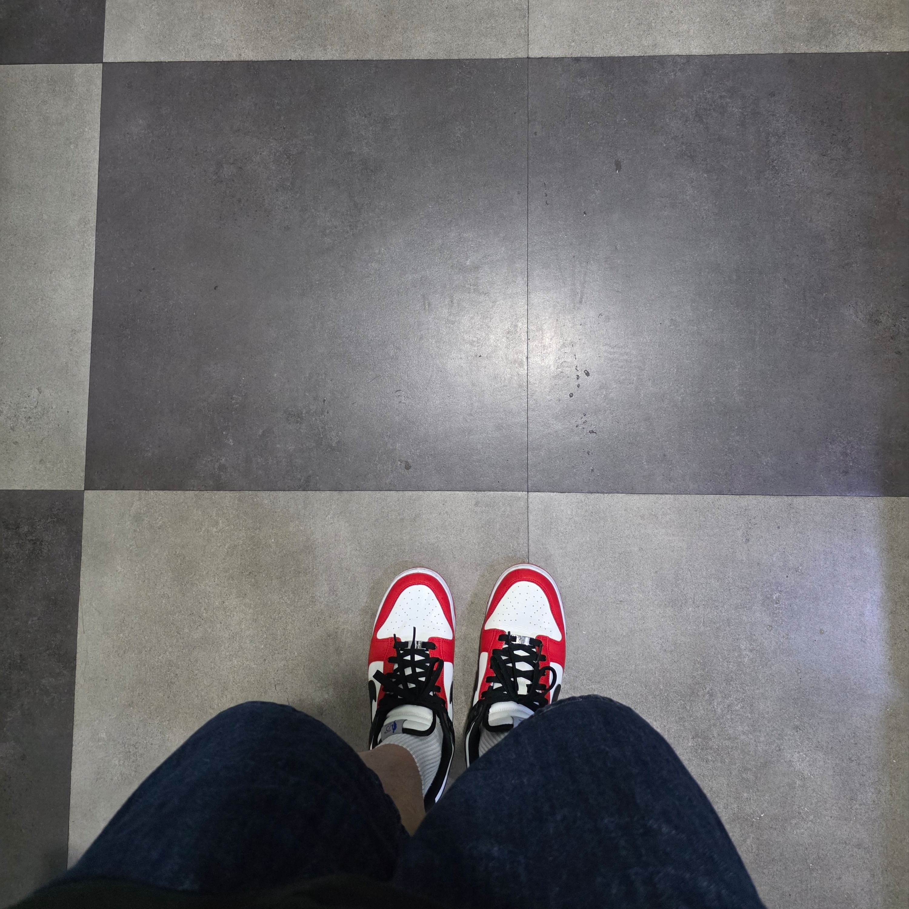 Nike x NBA Dunk Low Retro EMB Black and Chile Red 착용 스타일