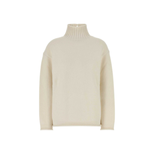 805953V4O709071 (W) Bottega Veneta Cashmere Turtleneck Sweater Chalk