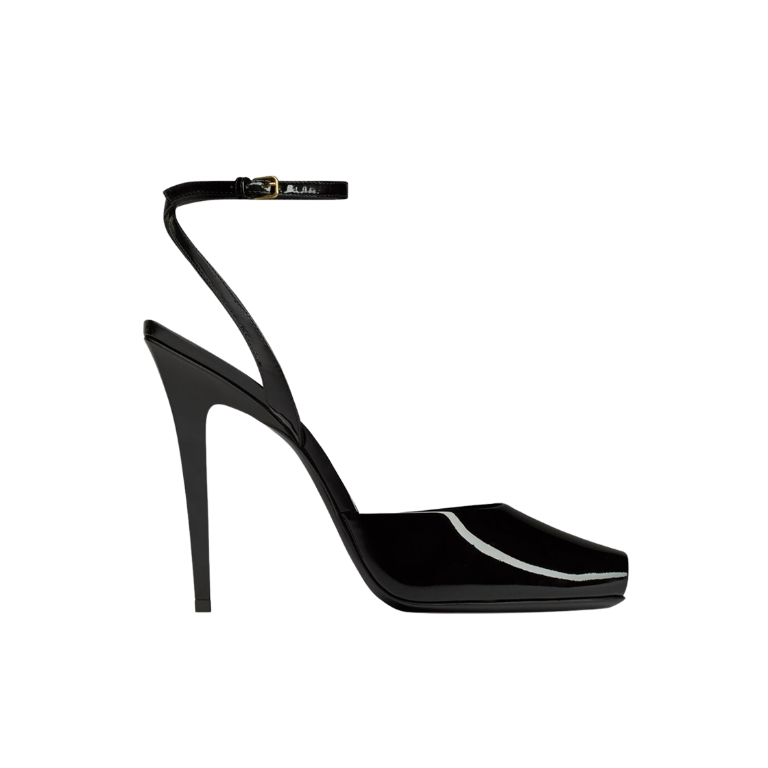 (W) 생로랑 페이턴트 레더 라 스캔들 샌들 블랙((W) Saint Laurent La Scandale Sandals in Patent Leather Black) - 1