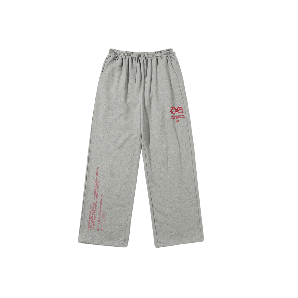 E251SP008GR Escapefrom Dot Heart Printed Sweat Pants Grey