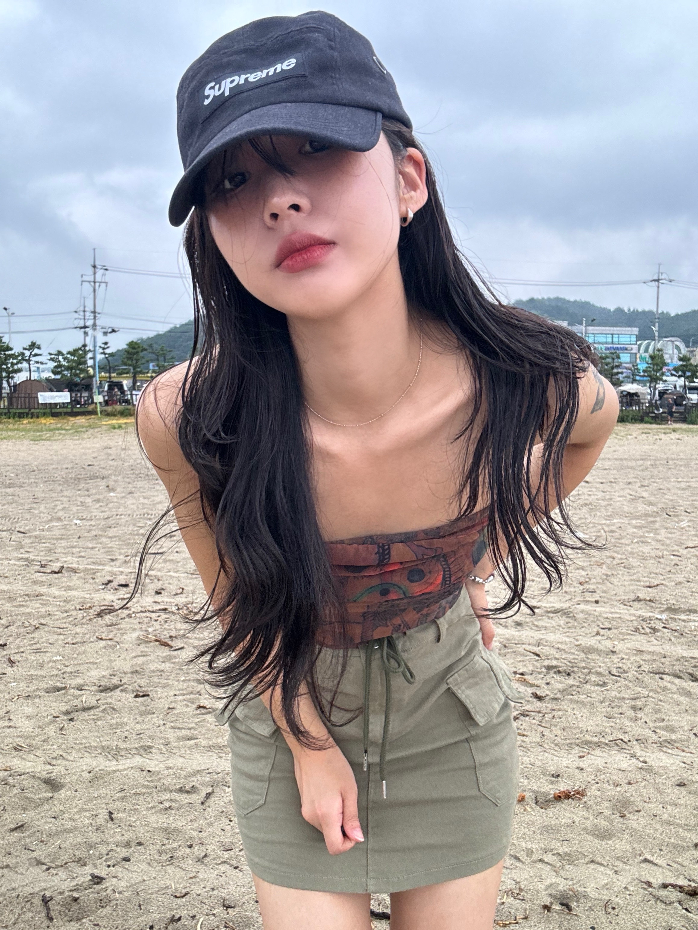 Supreme Military Camp Cap Black - 23SS 착용 스타일