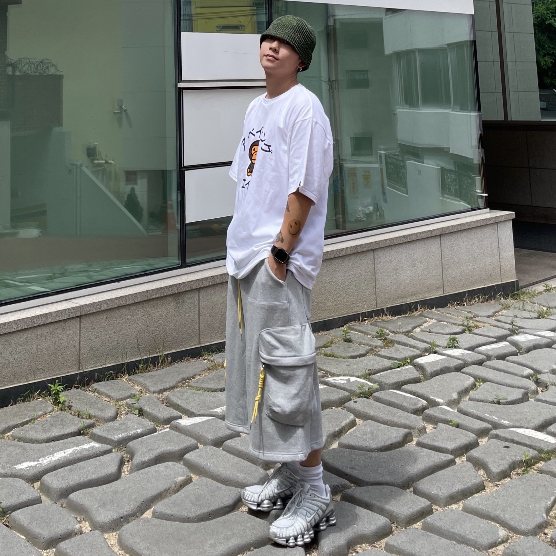 BAPE Baby Milo College T-Shirt White 착용 스타일