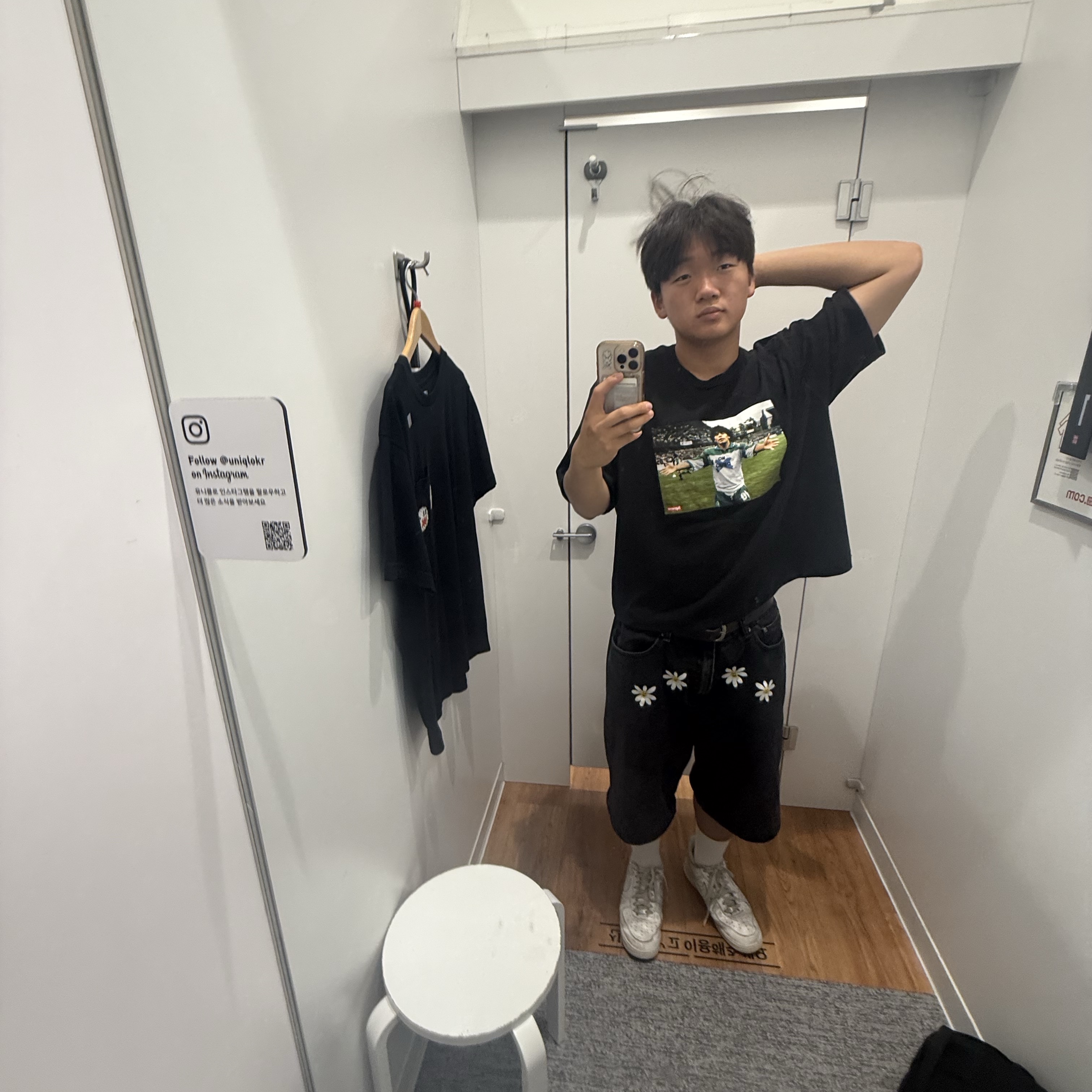 Supreme Maradona T-Shirt Black - 24SS, Nike Air Force 1 '07 Low White 착용 스타일
