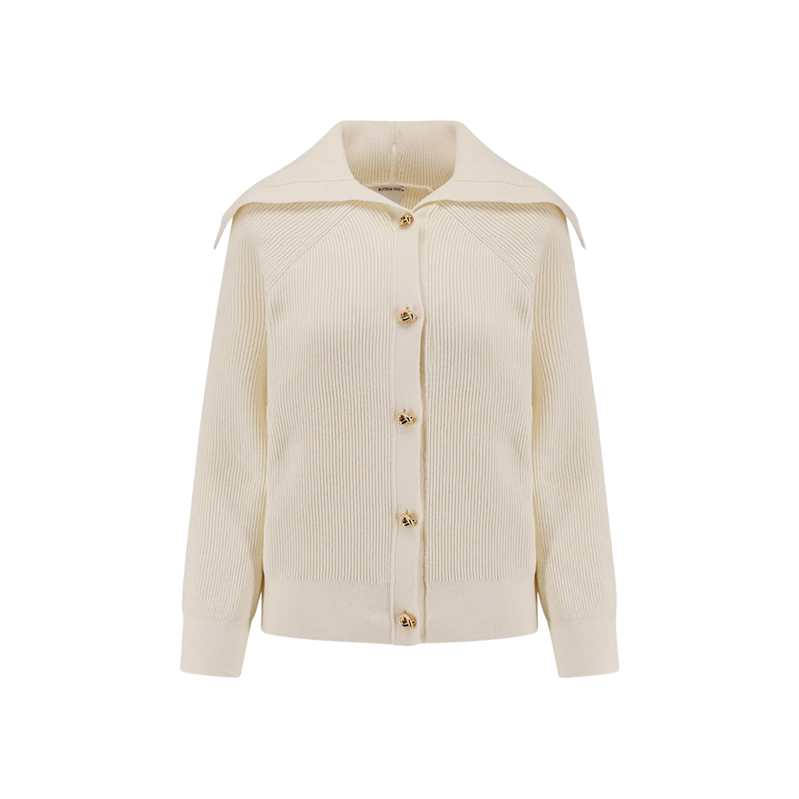 (W) 보테가 베네타 코튼 립 가디건 초크((W) Bottega Veneta Cotton Rib Cardigan Chalk)
